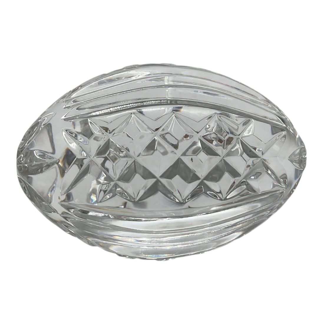 Waterford Crystal Football Paperweight / Figurine: This elegant piece is a stunning example of Waterford Crystal’s world-renowned craftsmanship. Expertly crafted in the shape of an American football, it feat