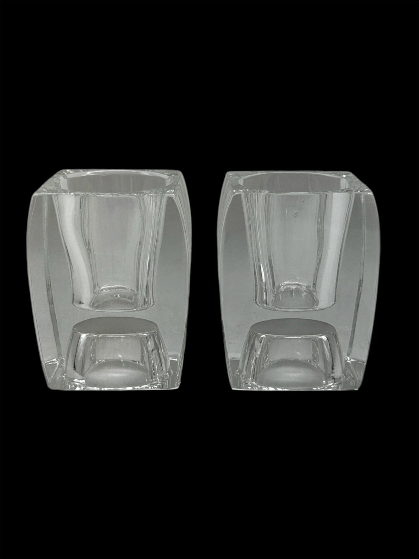 Pair of Modern Clear Glass Votive Holders (1 of 2)