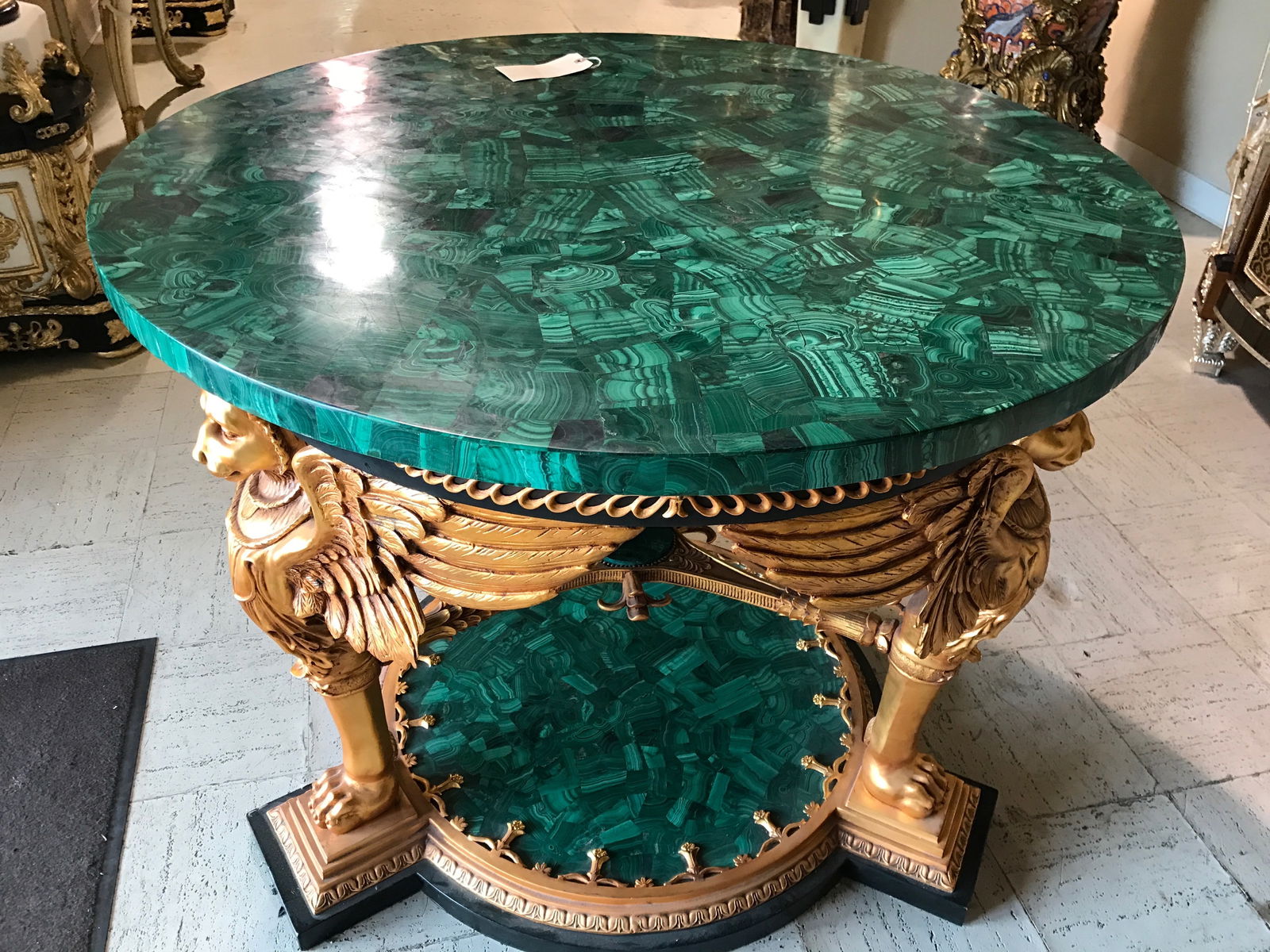 mpressive Empire Style Gilt Bronze and Malachite Center Table (1 of 1)