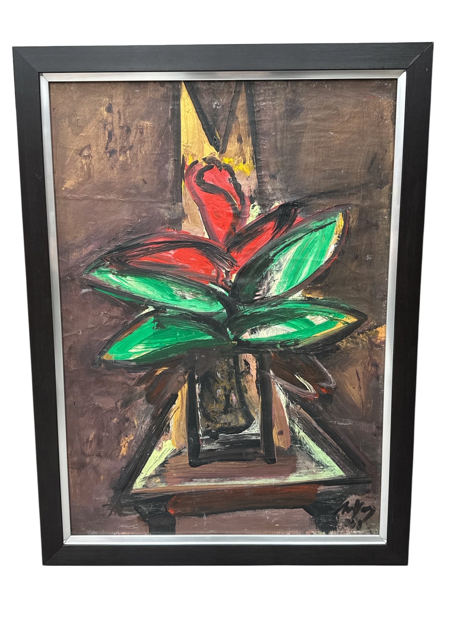 "S/T" by Nelson Domínguez Cedeño (Cuba, B.1947) Mixed Media on Canvas: This powerful 2020 mixed media work on canvas, titled "S/T" (Sin Título/Untitled), is a compelling example of Nelson Domínguez’s mas