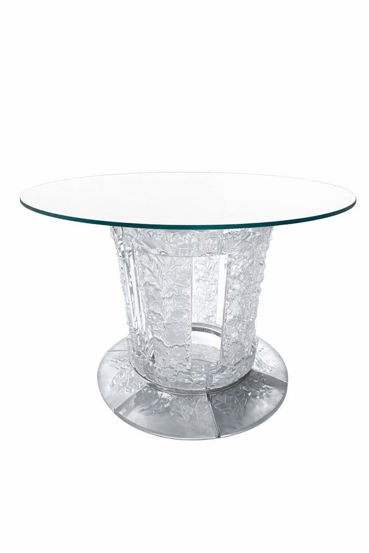 MARC LALIQUE (1900-1977) 'CHENE' OAK LEAF CRYSTAL DINING/ENTRY TABLE, Model 10.301, Designed 1951 (1 of 10)