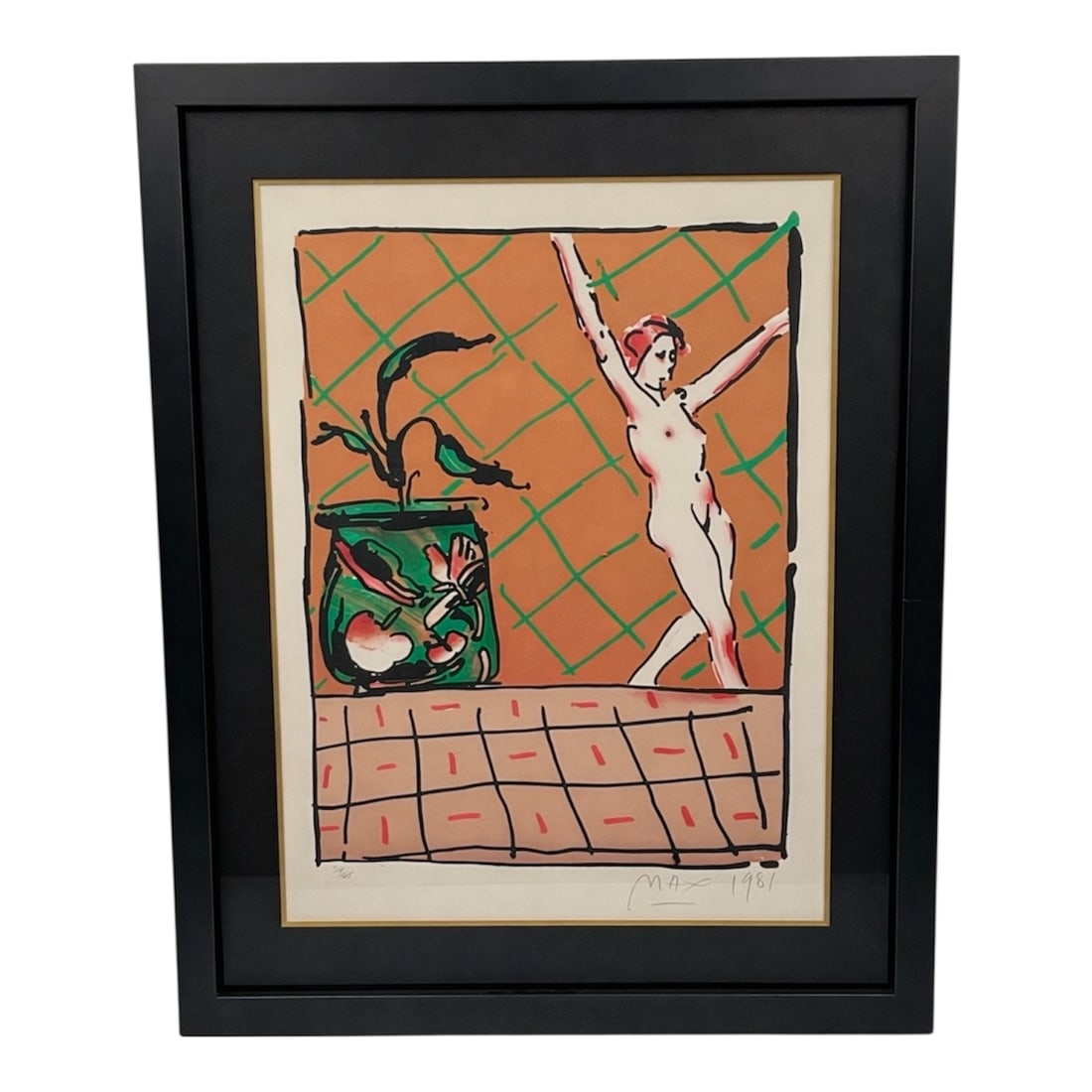 Peter Max (American, b. 1937) – "Nude with Still Life," 1981: This is a striking original lithograph by the world-renowned Pop Artist