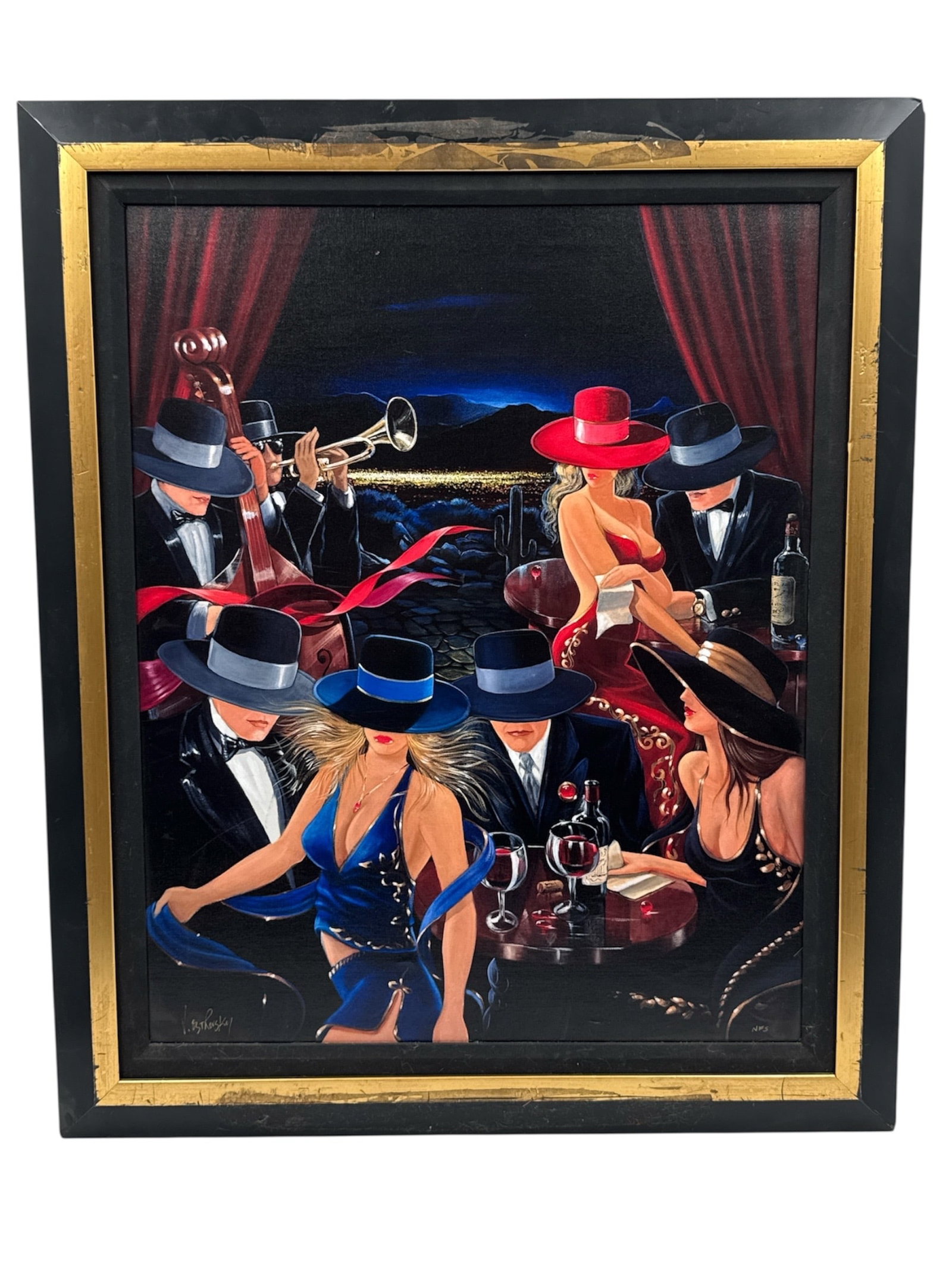 "Desert Party" by Victor Ostrovsky (Canada, B.1950) Giclee on Canvas: his evocative work by Victor Ostrovsky, titled "Desert Party," is a premier example of hi