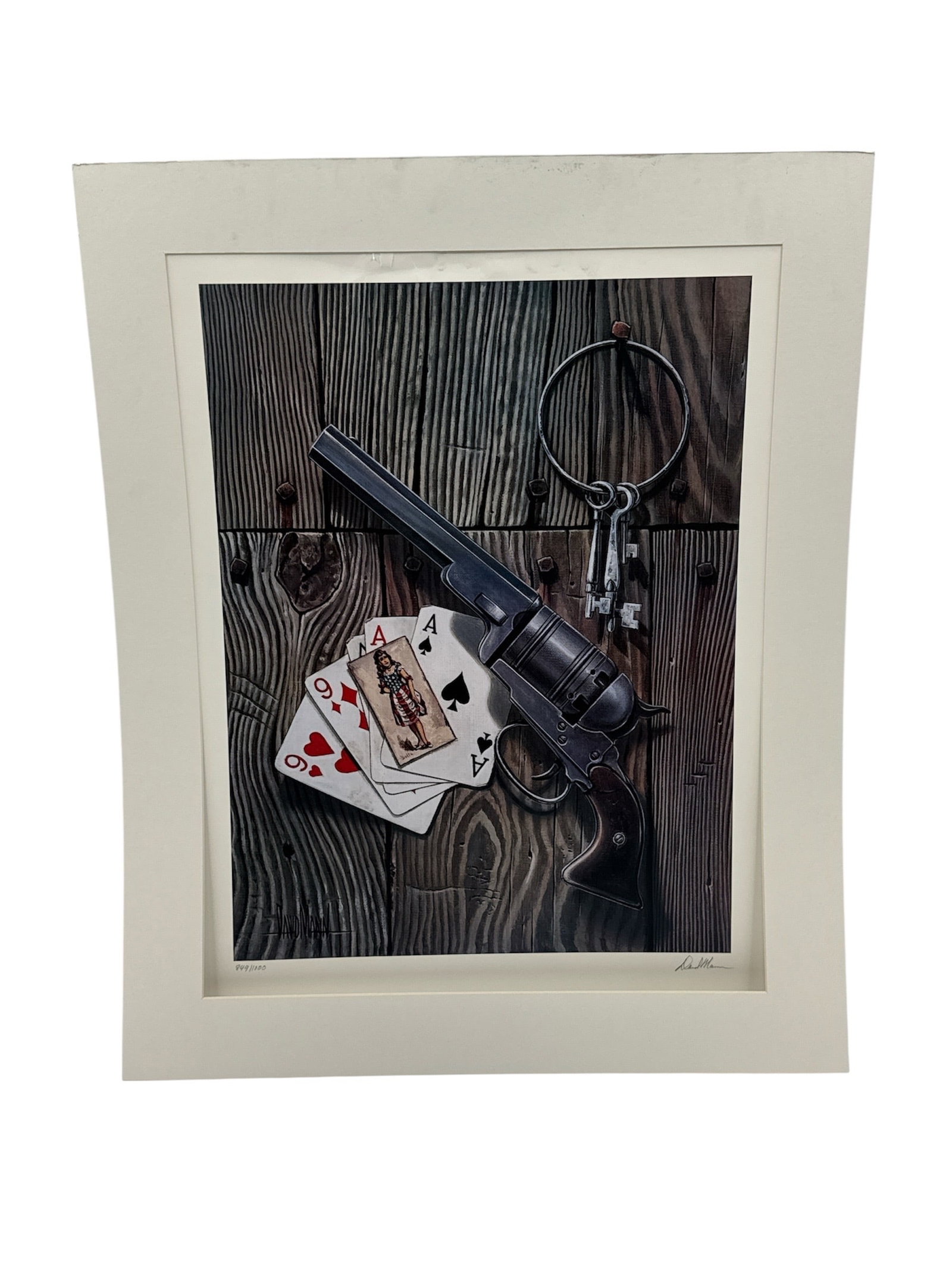 David Mann Revolver and Playing Cards Limited Edition Print Framed 849/1000 (1 of 4)