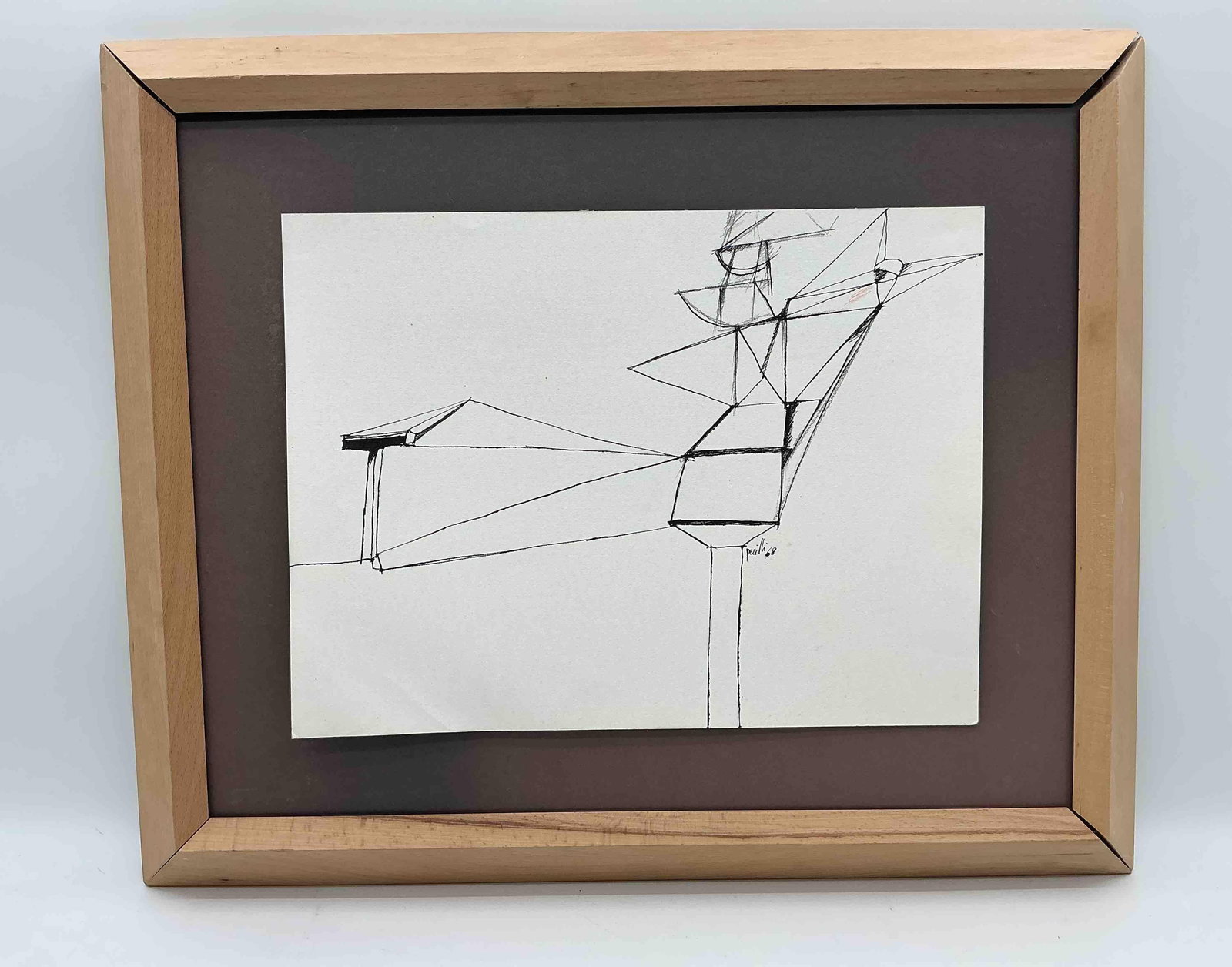 Achille Perilli (Italy, 1927 - 2021) Ink Drawing: Achille Perilli (Rome, 1927-2021) was an Italian painter whose work can be divided into three major periods. He began his career with the Forma 1 Group, rejecting realism in favor of abstraction. In t