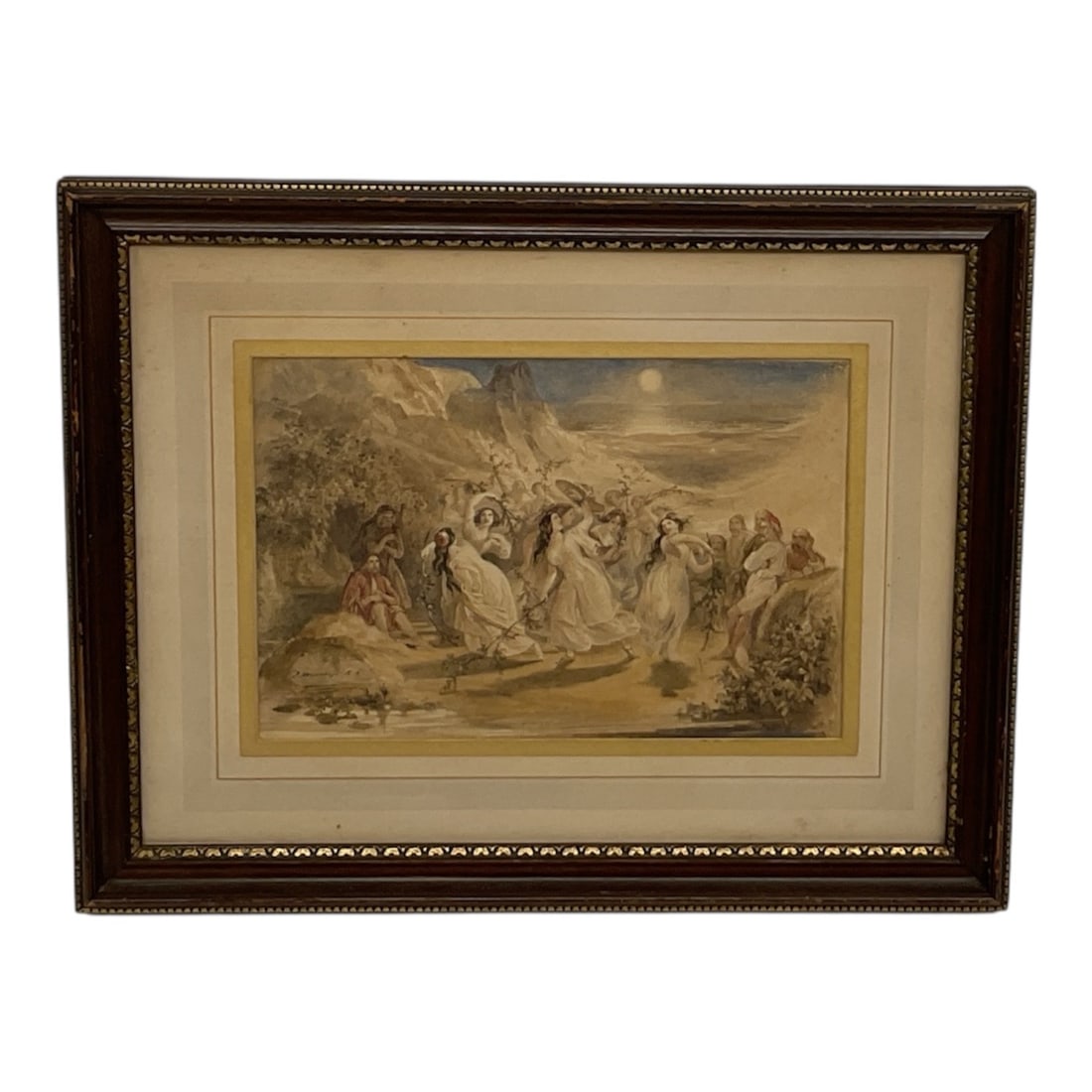 Classical Scene by Daniel Maclise (Ireland, 1806–1870) Watercolor on Paper: Description:Watercolor on paper depicting a romanticized classical scene by Daniel Maclise