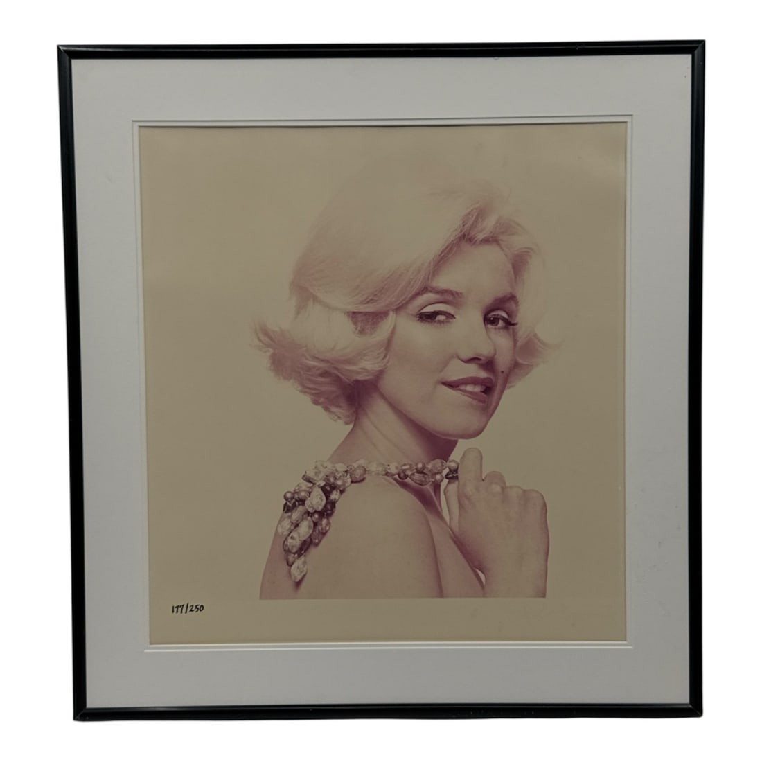 "Marilyn Monroe with Necklace (from The Last Sitting)" by Bert Stern (USA, 1929-2013) C-Print: Captured just six weeks before her passing, this iconic portrait from Bert Stern’s 1962 "The Last Sitting" for Vogue captures Marilyn Monroe in a rare mo