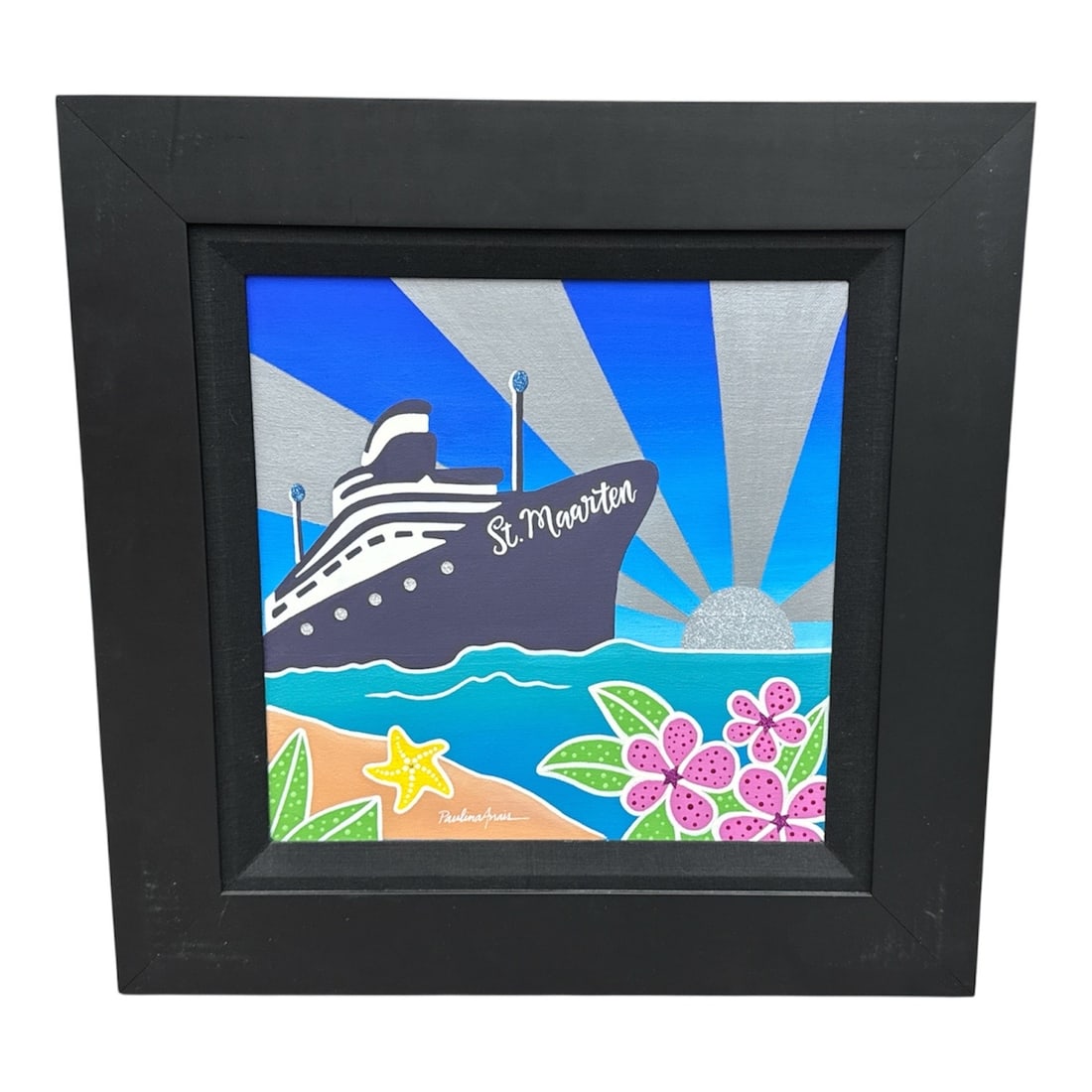 “Paradise II?? by Paulina Anais Acrylic on Canvas: Description:Colorful acrylic painting titled Paradise II by contemporary artist