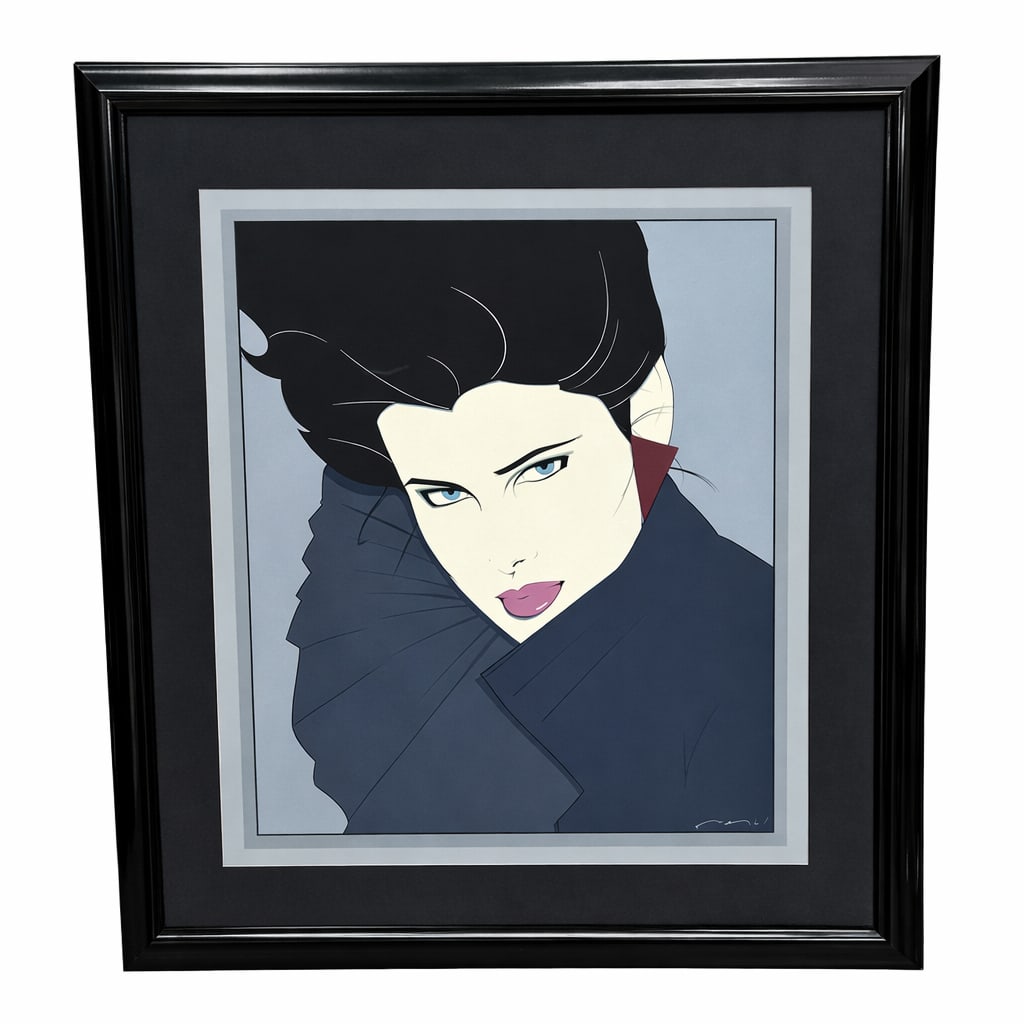 Commemorative Silk Screen by Patrick Nagel (American, 1945–1984): Commemorative silk screen print by American artist Patrick Nagel, known for his iconic stylized portraits of women that defined the visual aesthetic of late 1970s and early 1980s pop culture. The comp