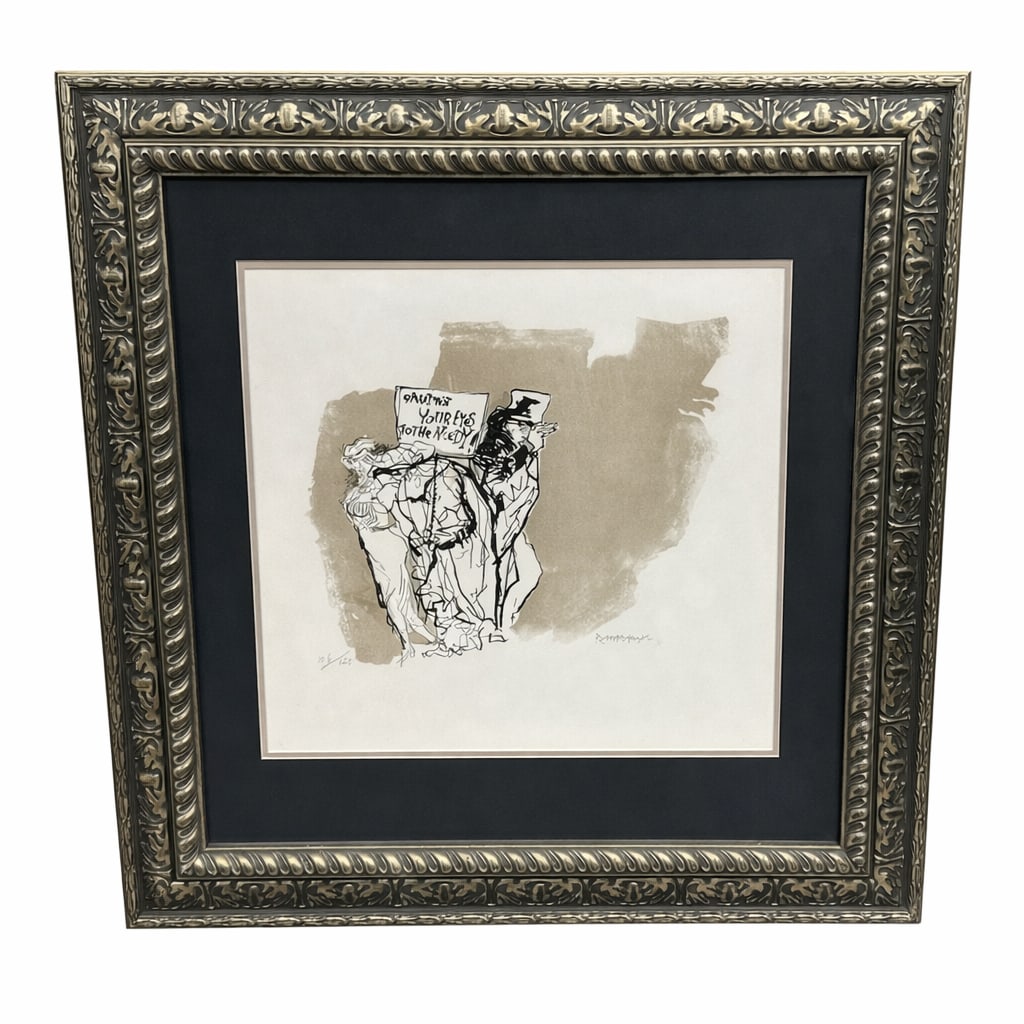 “Shut Not Your Eyes to the Needy?? by Abraham Rattner (American, 1893–1978) 1971 Lithograph: Limited edition color lithograph titled “Shut Not Your Eyes to the Needy” by American modernist artist Abraham Rattner (1893–1978), created in 1971. The com