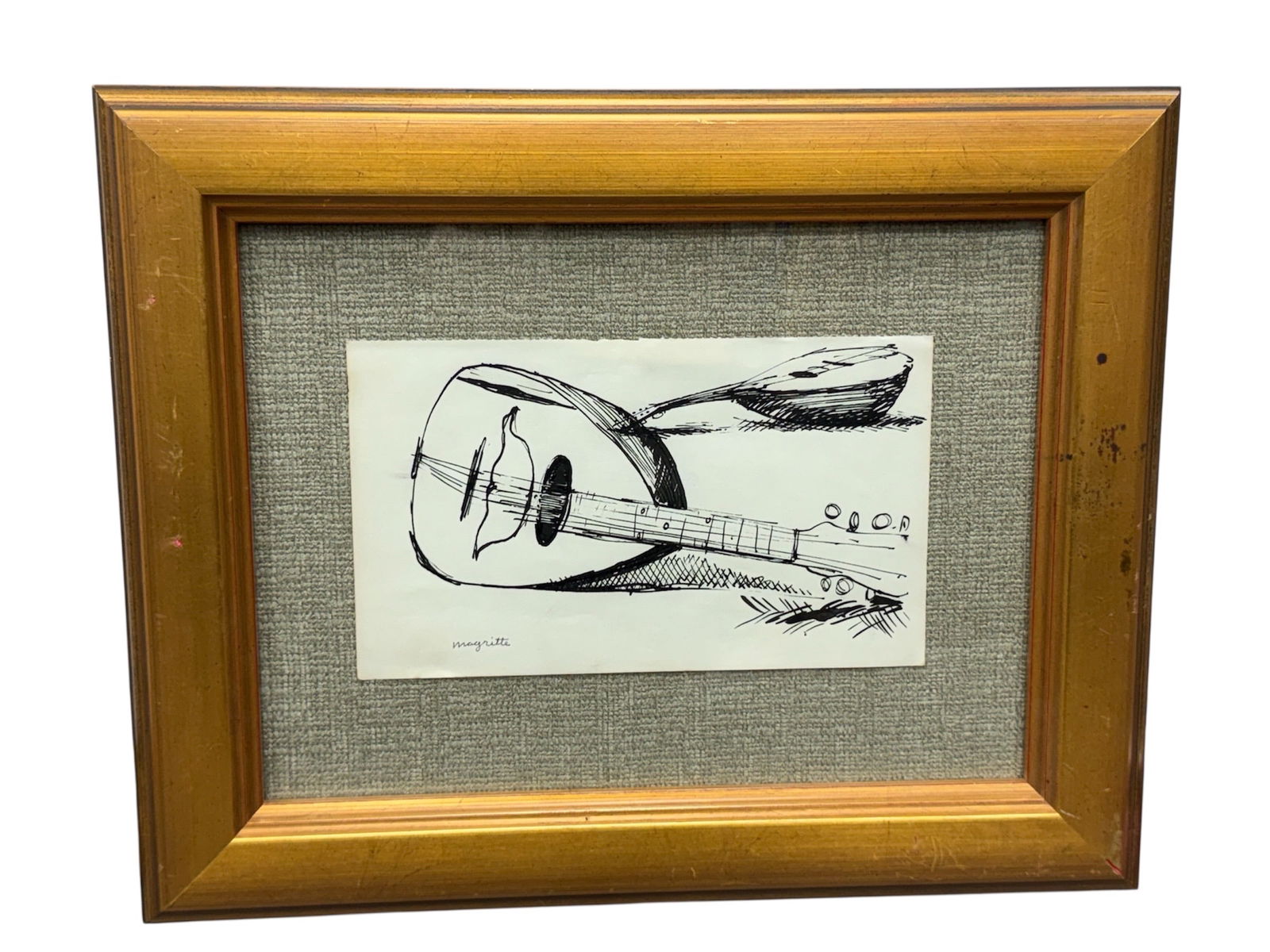 Drawing in the Style of René Magritte (Belgian, 1898–1967) Ink Composition: Expressive ink drawing rendered in