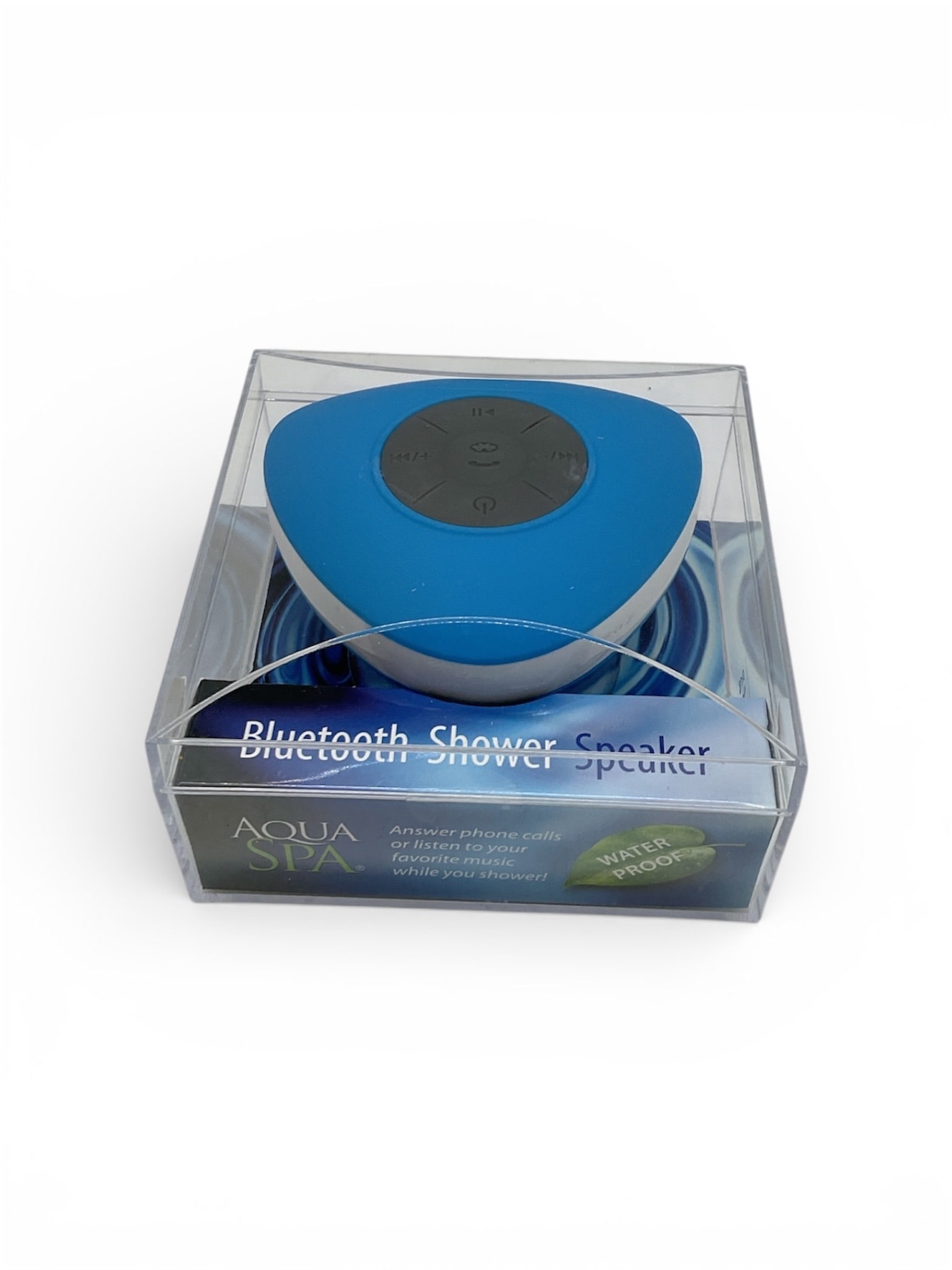 Aqua Spa Waterproof Bluetooth Shower Speakers – Lot of 10 in Original Retail Box: This lot includes 10 Aqua Spa waterproof Bluetooth shower speakers, presented in the original retail display box. Designed for use in bathrooms, showers, poolsides, or