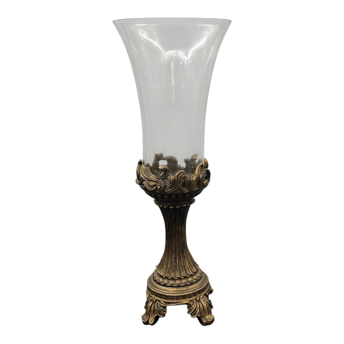 Italian Style Gilt Metal and Glass Trumpet Form Vase (1 of 3)