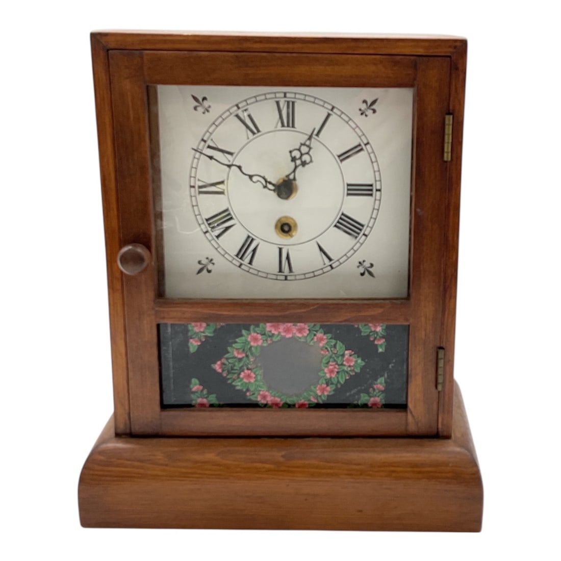 Vintage Wooden Mantel Clock with Glass Door and Pendulum (1 of 4)