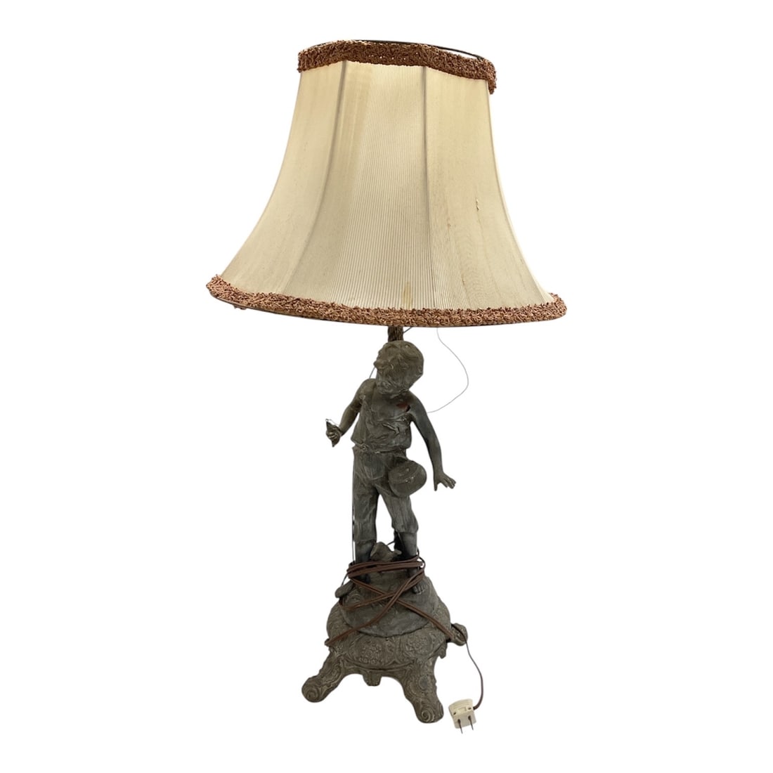 Antique Style Figural Table Lamp with Boy Holding Basket (1 of 3)