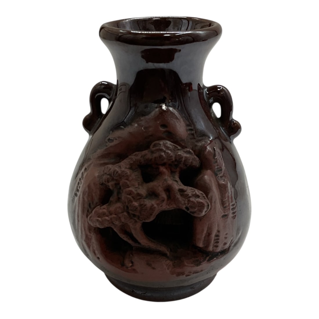 Small Chinese Oxblood Glazed Double Handle Vase (1 of 4)