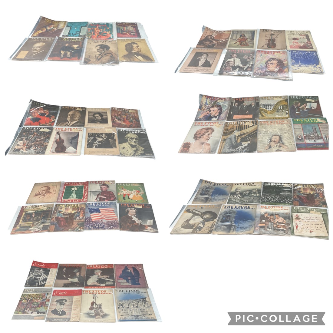 Collection of Vintage Illustrated Magazines Featuring Historical and Patriotic Themes: Large group of vintage illustrated magazines featuring historical figures, patriotic subjects, and cultural themes. Covers depict presidents, military leaders, explorers, and notable personalities, al
