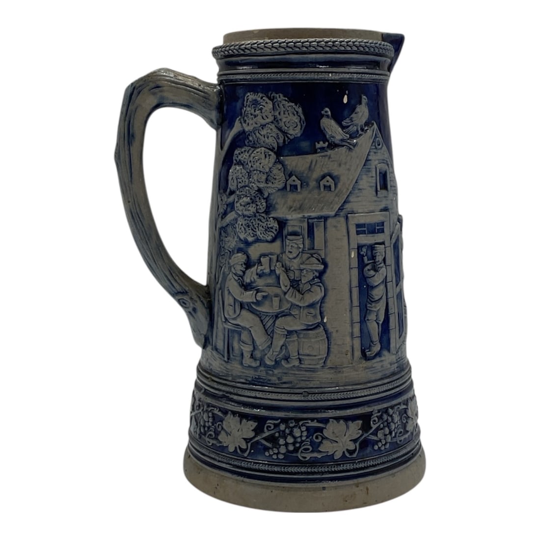 Vintage German Cobalt Blue Salt-Glazed Stoneware Beer Stein.: Type: Salt-glazed stoneware beer stein or pitcher.