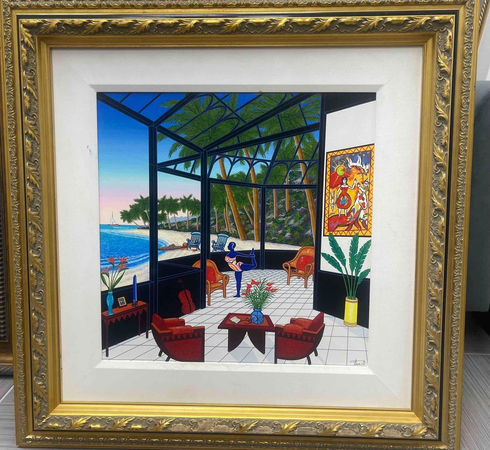 Fanch Ledan (French, B.1949) Giclee: "Life is a beach" by Fanch Ledan. Giclée on canvas. Signed by the artist on the bottom right corner and numbered 137/150 on the verso. This vibrant giclée captures a stunning,