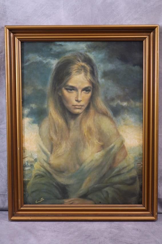 "Girl of Valderano" by Joseph Wallace King Vinciata: "Girl of Valdarno" by Joseph Wallace King Vinciata oil on canvas.Dimensions: H28in L22in