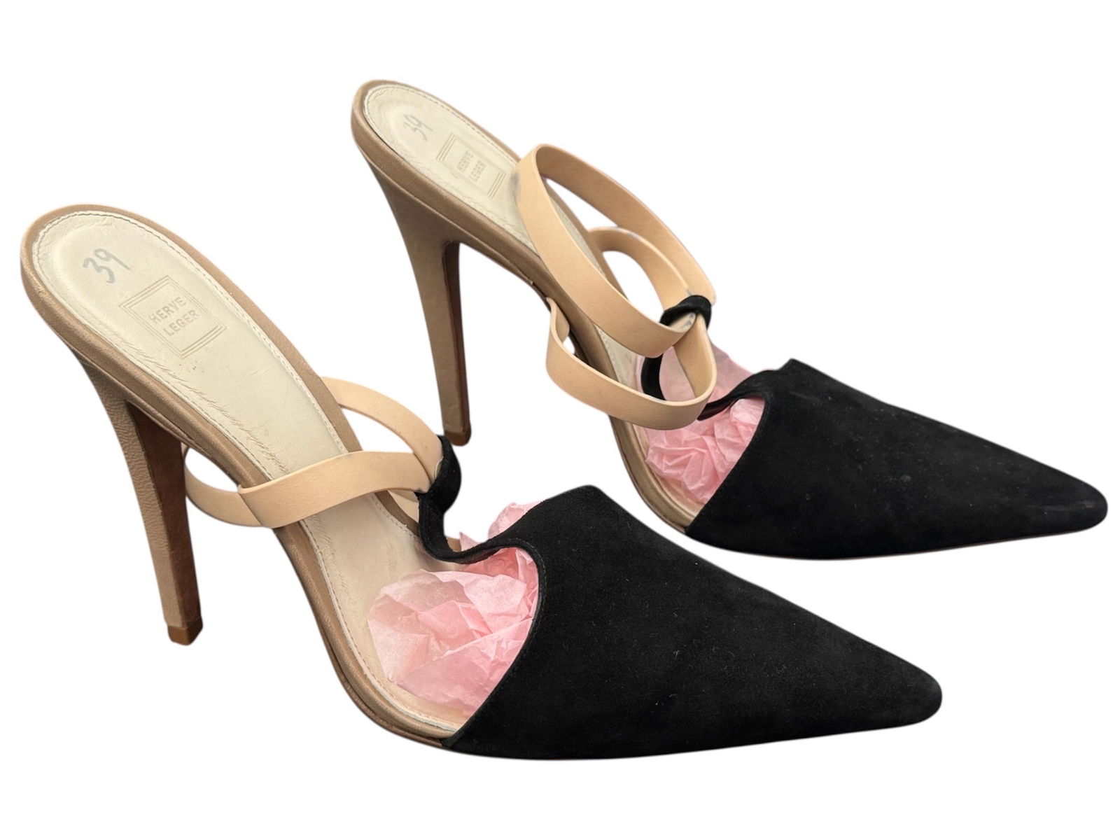 Herve Leger Black Suede Pointed Toe Heels Size 39 (1 of 5)
