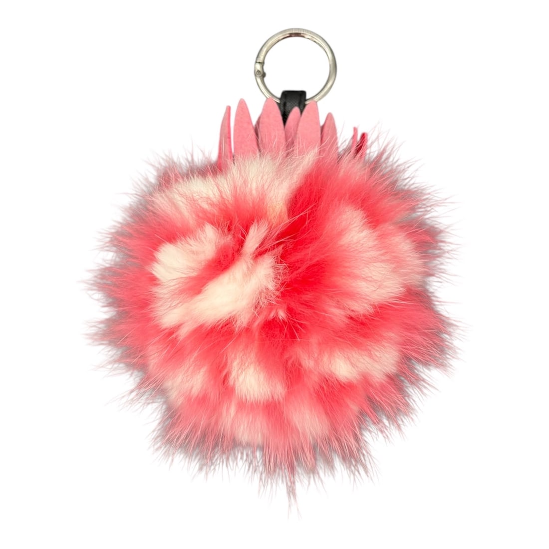 Fendi Pink and White Fur Pom Pom Key Chain (1 of 2)