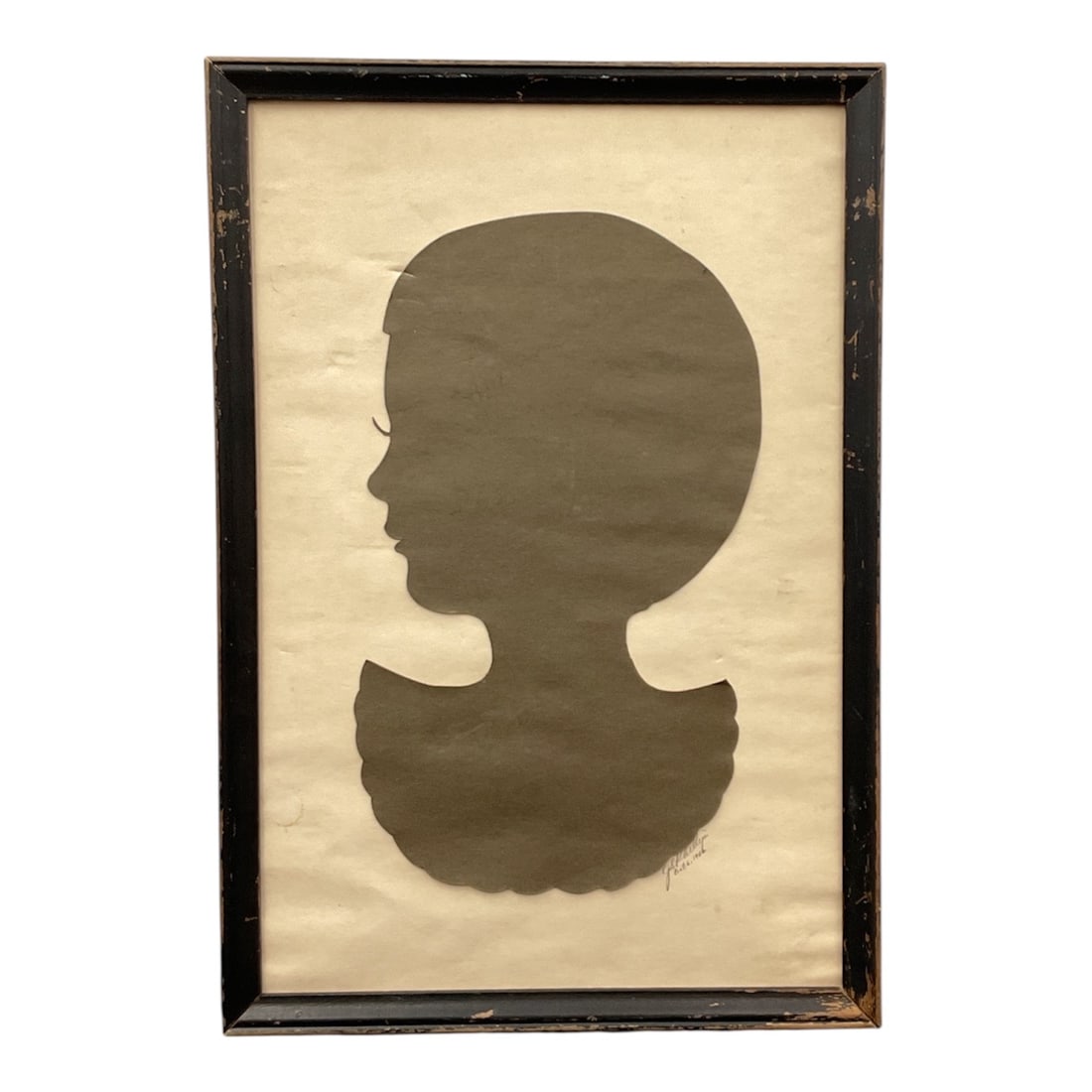 Silhouette Portrait, October 6th, 1962, Signed, Artist Unknown: Silhouette PortraitItem Category: Fine Art / Works on Paper.Medium: Hand-cut paper silhouette.Subject: Profile portrait of a young individual, likely a child, featuring detailed