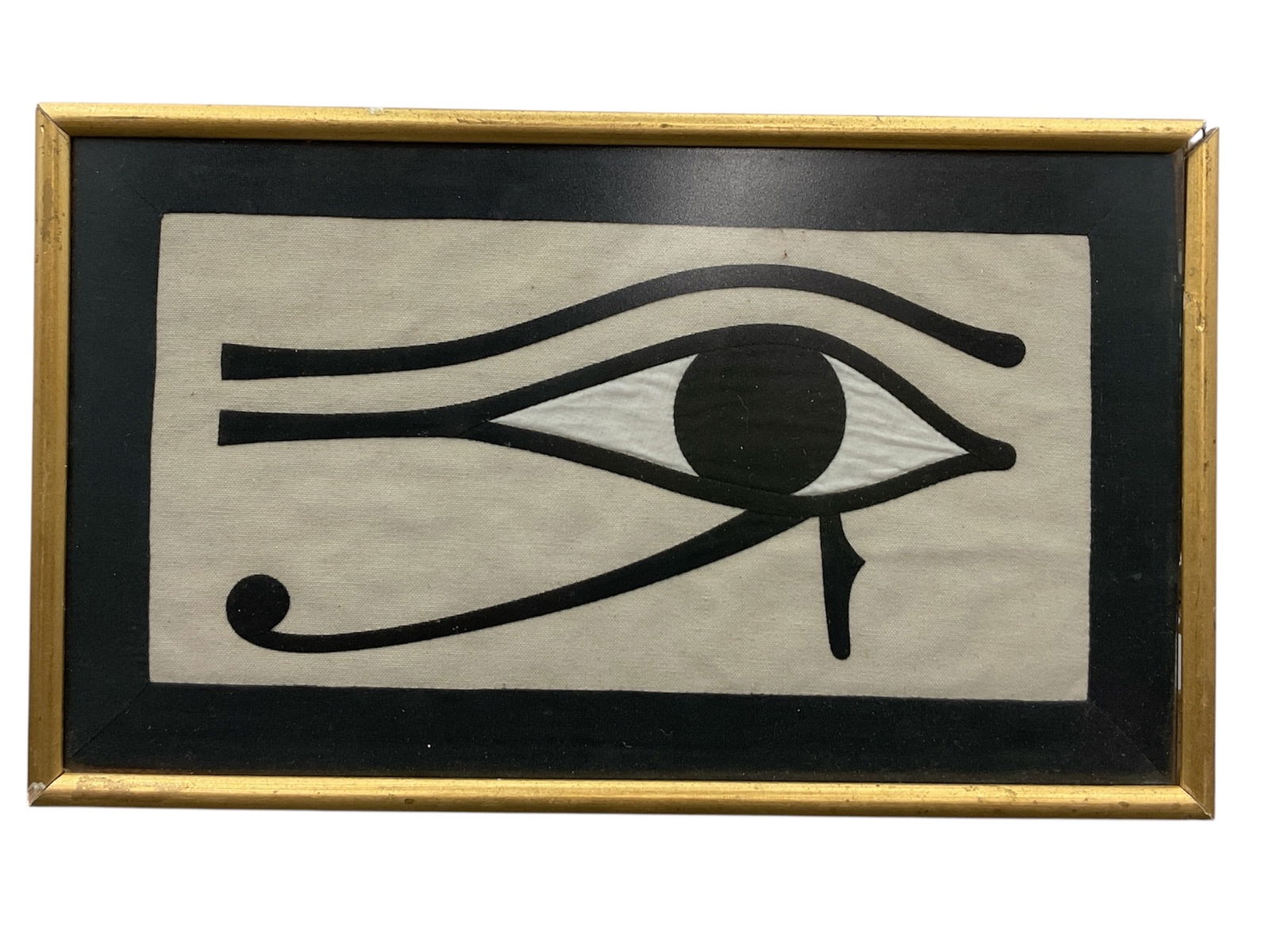 Eye of Horus: Eye of Horus (also known as the Wadjet or Wedjat), a powerful ancient Egyptian symbol of protection, healing, and well-beingDimensions: 10x16in broken frame