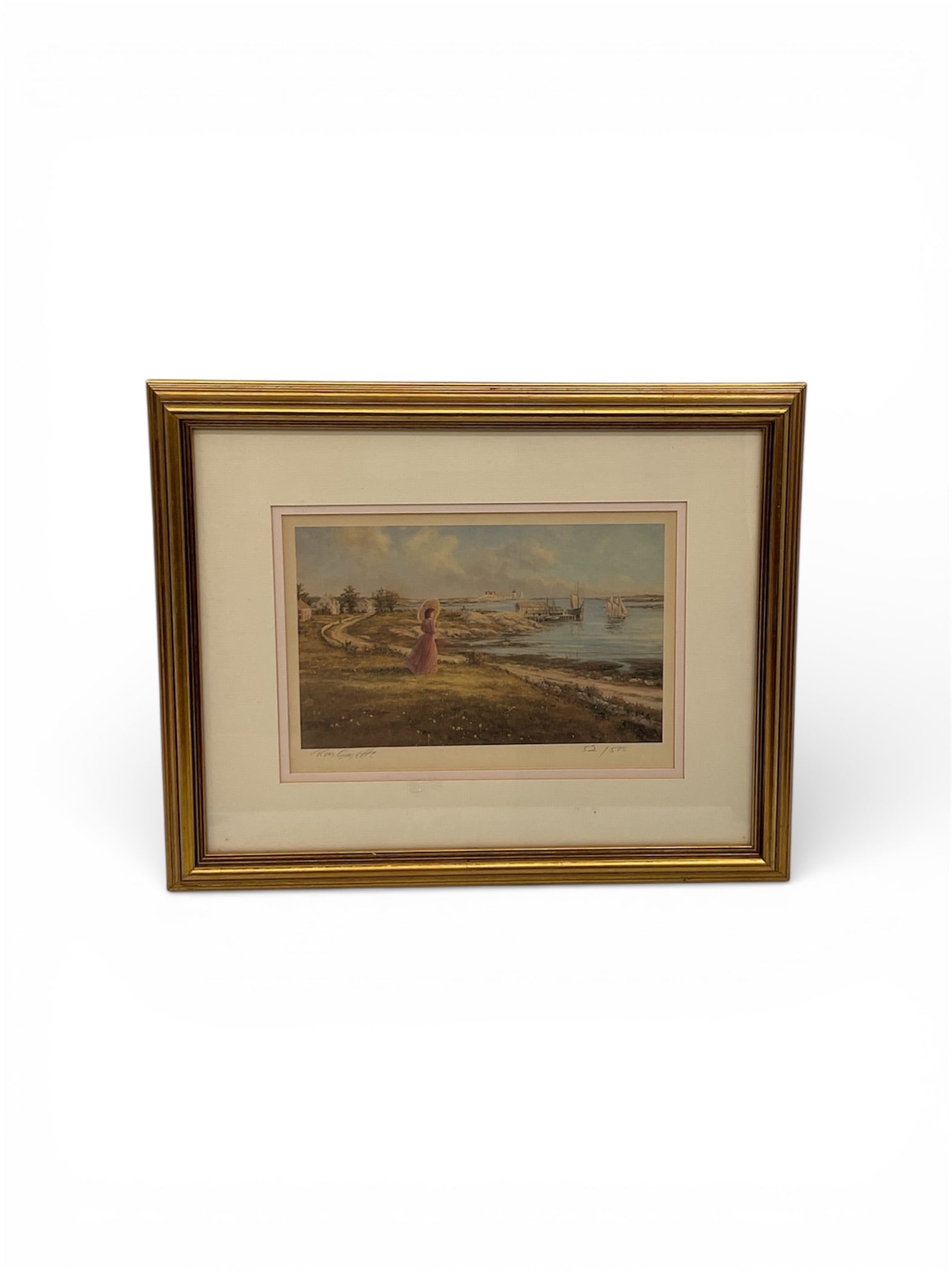 Ron Goyette, American (1941-2002) Limited Edition Landscape Print, Edition 52/500, Framed Artwork: This framed limited edition painting signed Ron Goyette, American (1941-2002) depicts a serene landscape rendered in warm, earthy tones with expressive texture and depth. The composition features