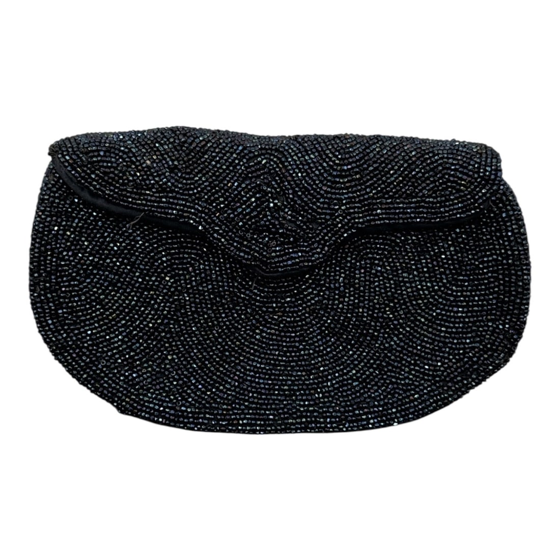 Walborg Made in Belgium Black Beaded Evening Clutch 5x8in (1 of 4)