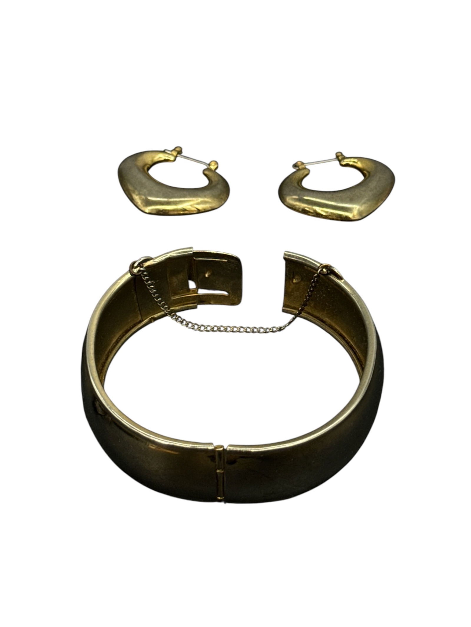 Three-Piece Gold-Tone Jewelry Set Including Cuff Bracelet and Earrings (1 of 2)