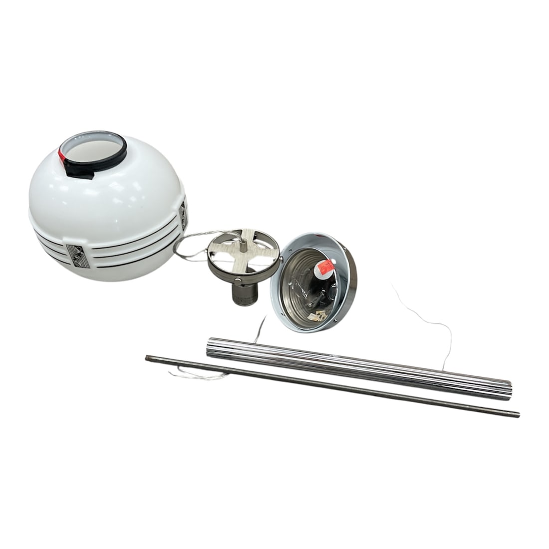 Art Deco Style Pendant Ceiling Light with Chrome Hardware and Ribbed Glass Shade - 2