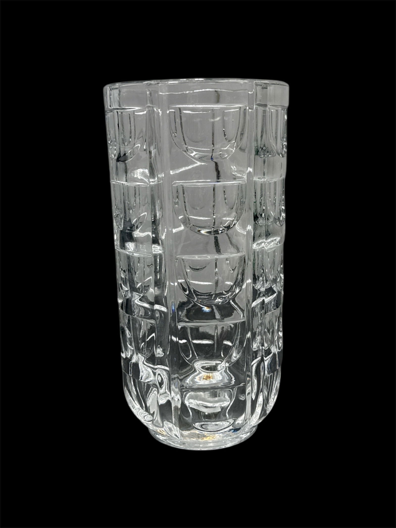 Modern Heavy Cut Crystal Vase Cylinder Form (1 of 2)