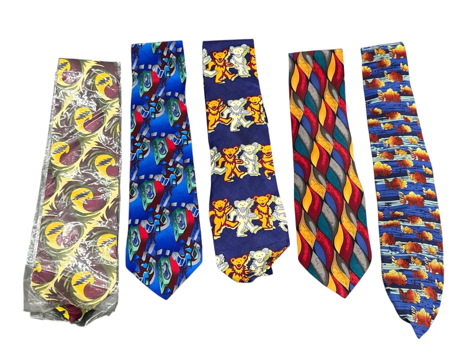Jerry Garcia (Grateful Dead) Tie Collection: Jerry Garcia (Grateful Dead) Tie CollectionThis collection of five men's neckties features several designs by Jerry Garcia (Grateful Dead), known for their vibrant colors and abstract