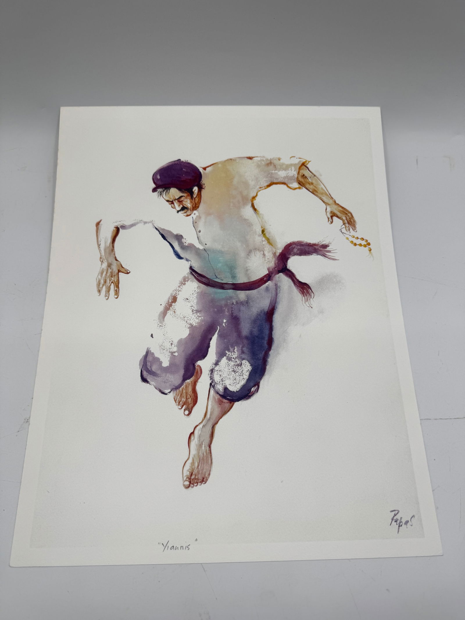 Yiannis, Figure Study signed Papas: Print depicting a figure in motion. Signed lower right. Image measures approximately 16 x 12.5 inches. Unframed.
