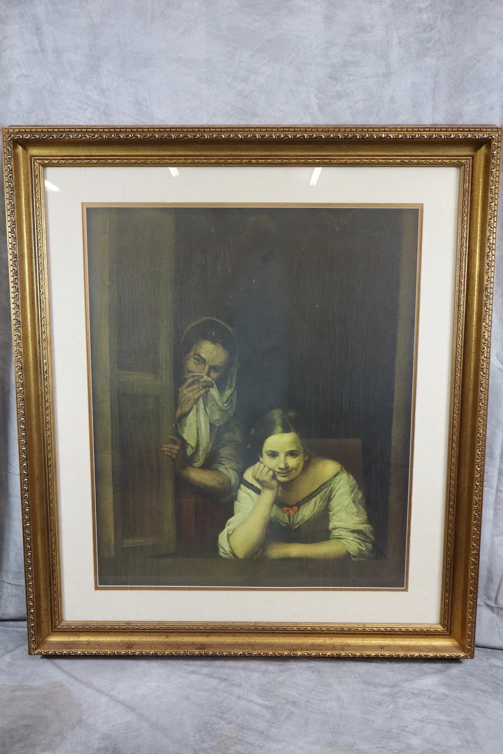 Bartolome Esteban Murillo Lithograph: A Girl & her Duenna by Bartolome Esteban Murillo lithograph, Dimensions: H:40in L:35in