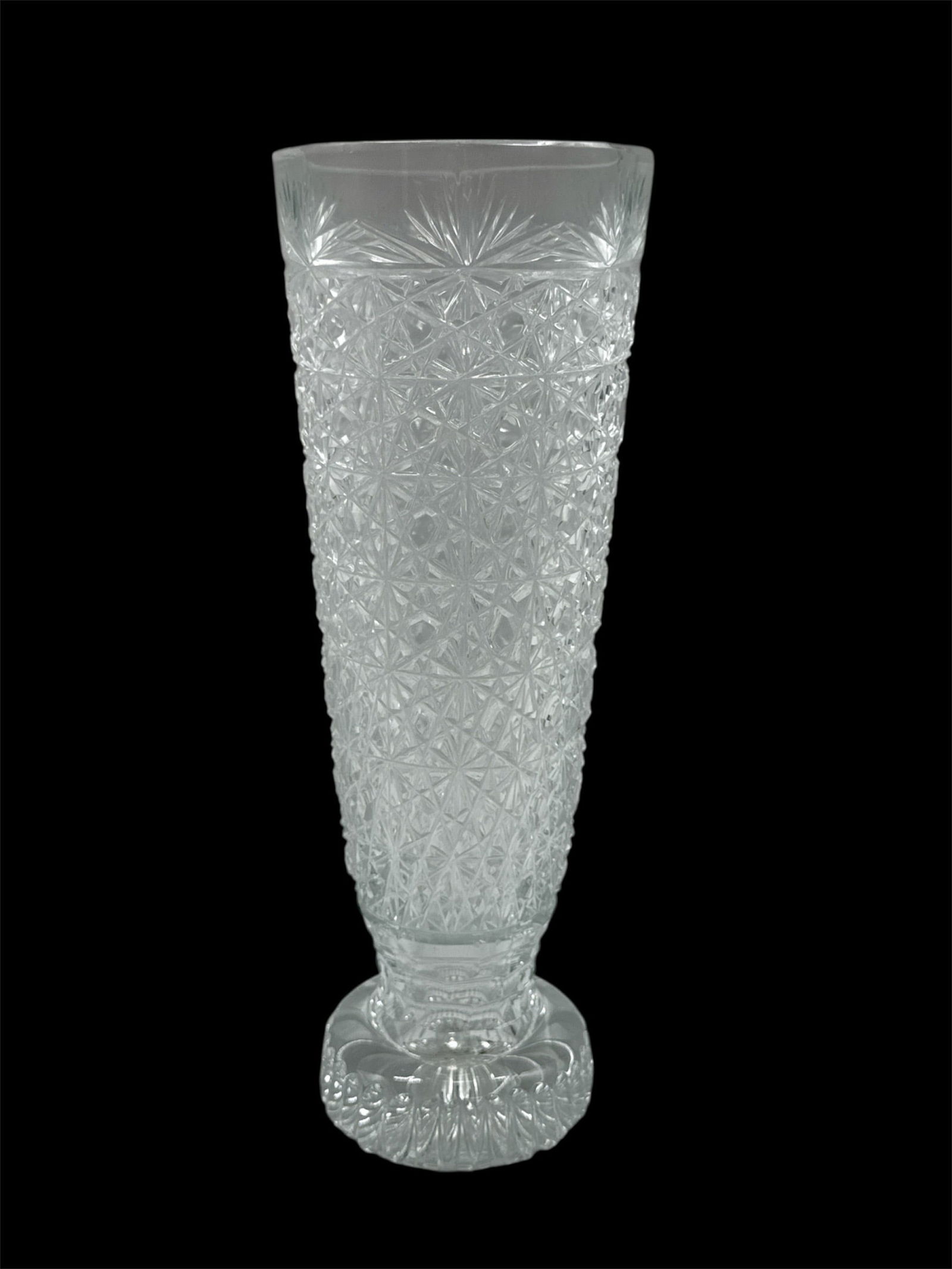 Tall Cut Glass Pedestal Vase (1 of 2)