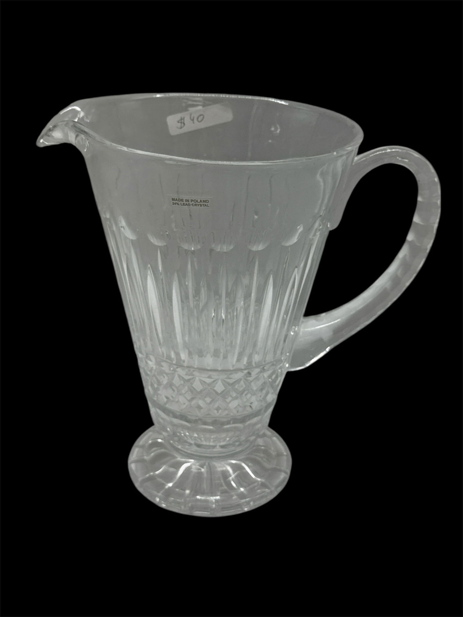 Large Cut Crystal Pitcher with Diamond and Panel Pattern (1 of 2)