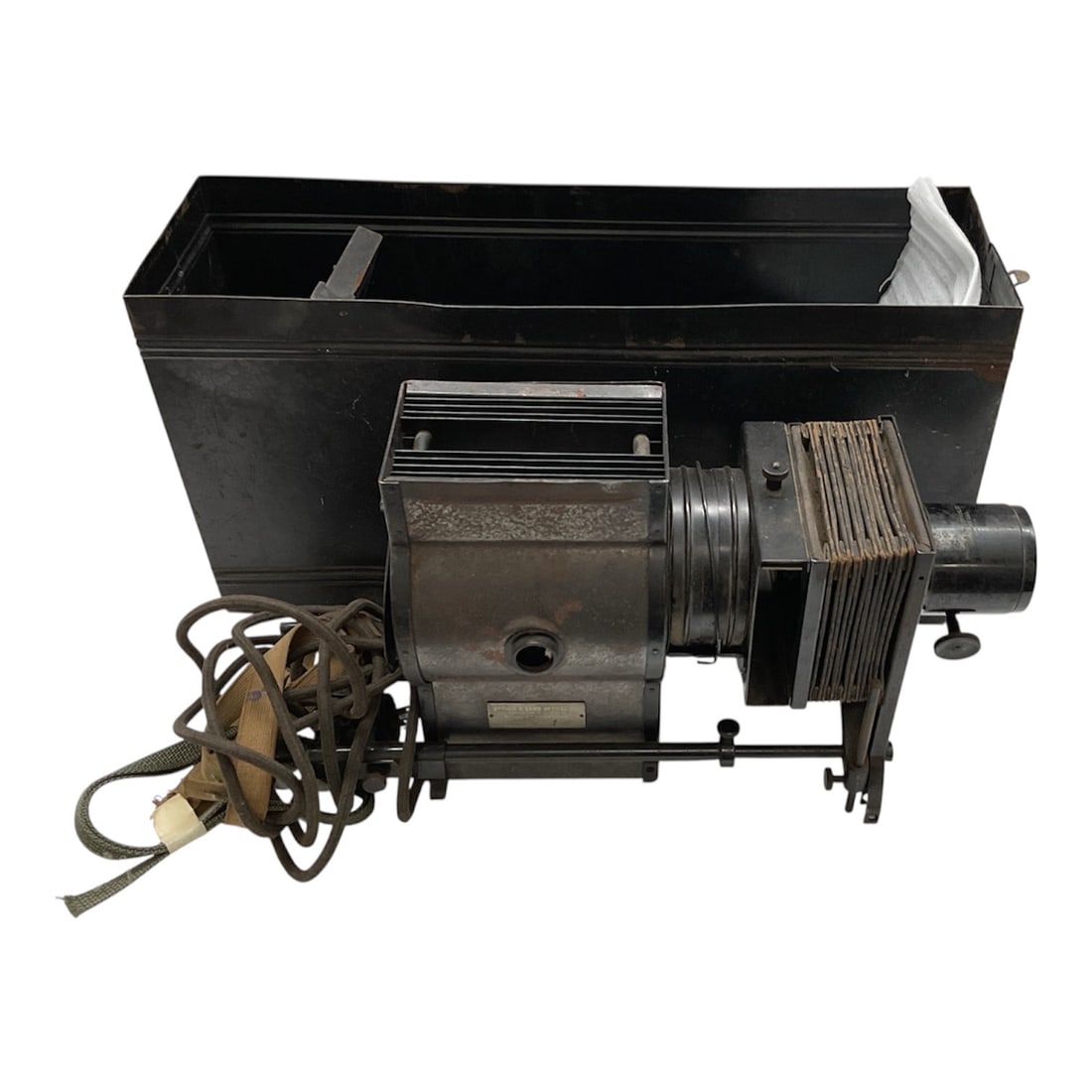 Bausch & Lomb Model C “Balopticon?? Optical Projector: Early 20th century optical projection device manufactured by Bausch & Lomb Optical Co., Rochester, New York, identified as Model C “Balopticon.” These projection lanterns were widely u