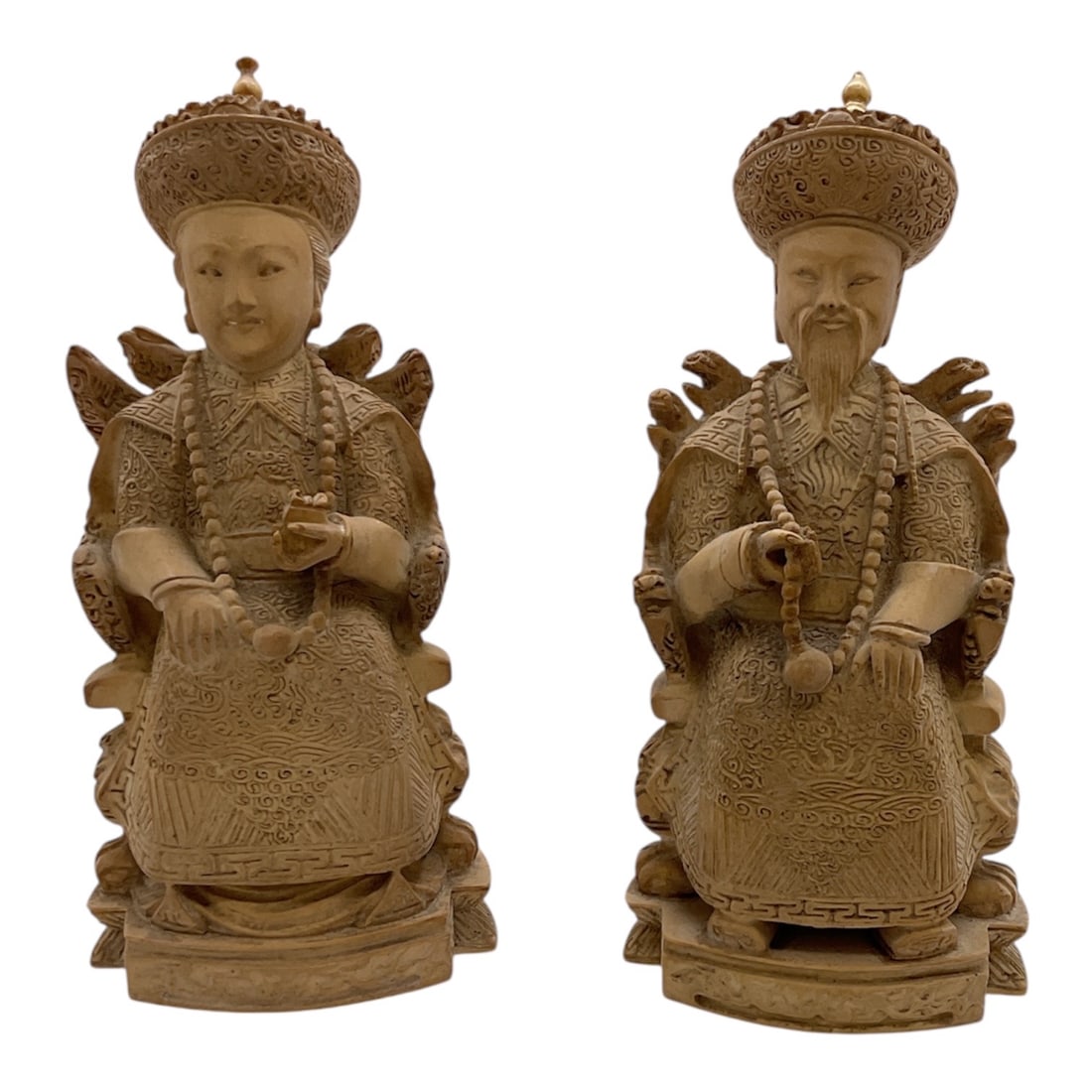 Vintage Chinese Emperor and Empress statues: Vintage Chinese Emperor and Empress statues, often identified as being crafted from 