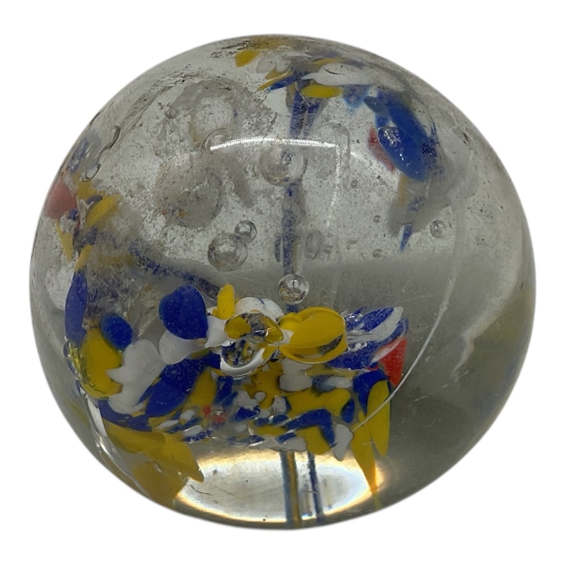 Vintage Hand-Blown Art Glass Paperweight – Vibrant Multi-Color Floral Design: Vintage Hand-Blown Art Glass Paperweight – Vibrant Multi-Color Floral Design Item Description: