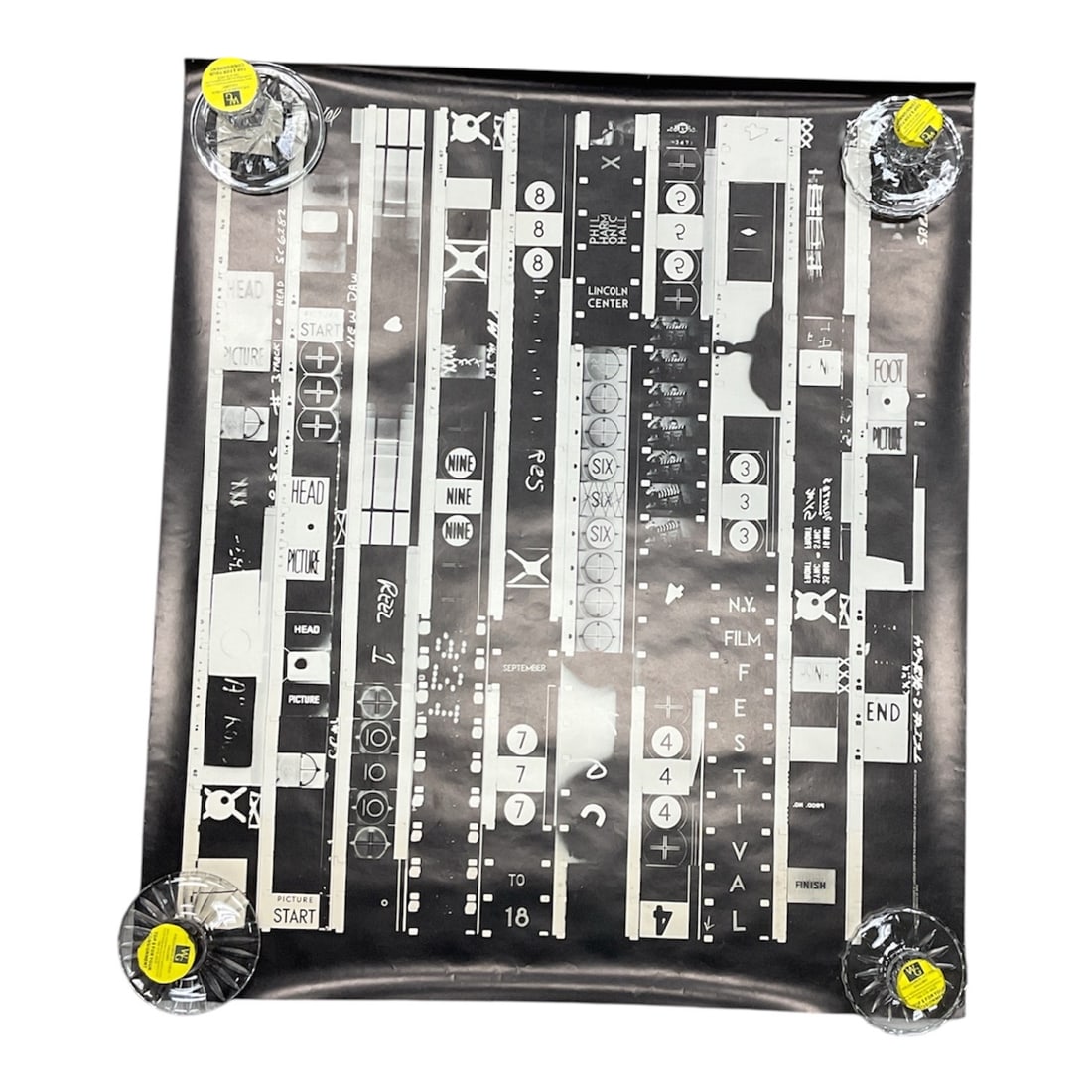 New York Film Festival Poster by Bruce Conner: New York Film Festival Poster by Bruce Conner (American, 1933–2008)Black-and-white graphic poster featuring layered film leader imagery, countdown numerals, and typography referencing the New