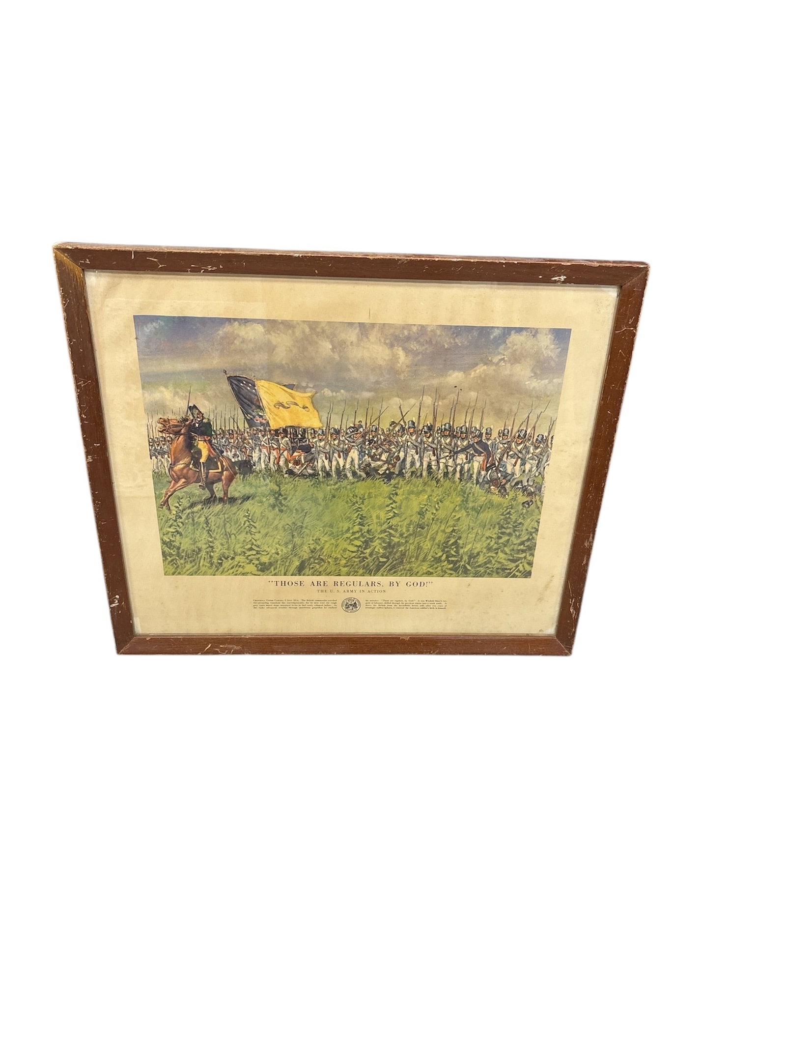 Vintage H. Charles McBarron Jr. "Those Are Regulars, By God" Print (Battle of Chippewa, War of 1812): Description This is a vintage framed print titled "Those Are Regulars, By God!", an iconic military artwork by the