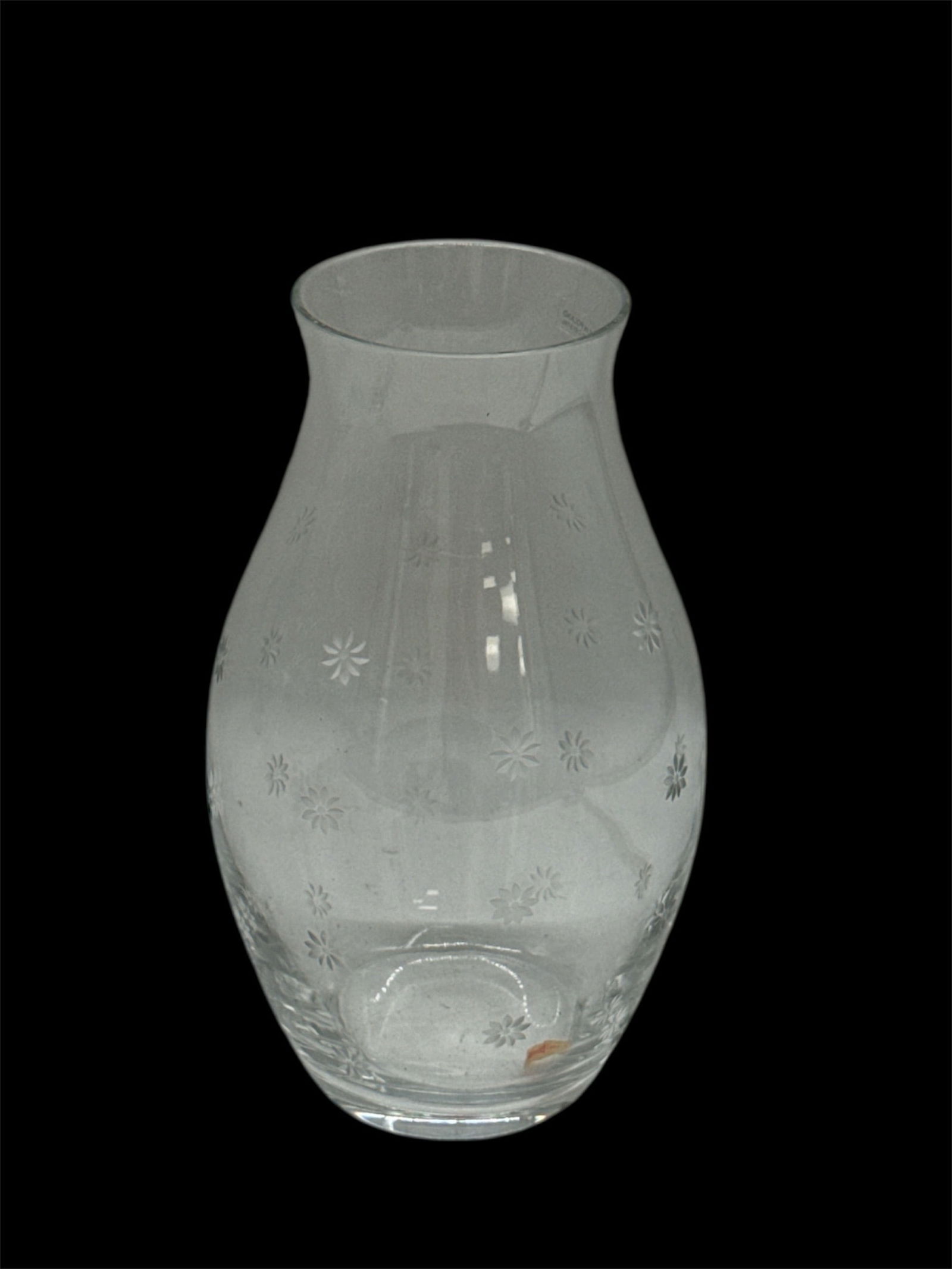 Clear Glass Vase with Etched Floral Motif (1 of 2)