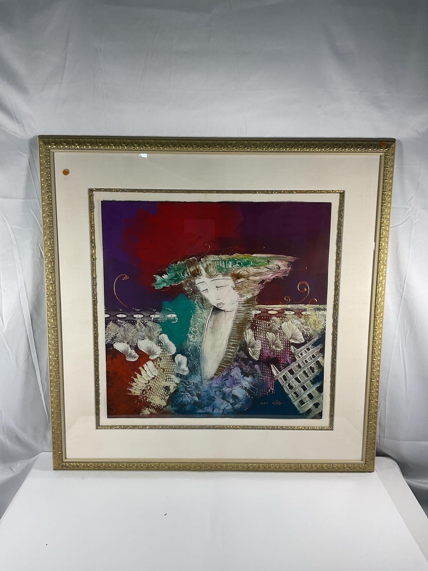 Lee White(American, 1948-2004) Mixed Media: Original one of a kind piece by American artist Lee White of an abstract women with flowers.Medium: Mixed MediaDimensions: H:41in L:41in