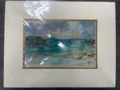Small print: Print of sailboat in ocean, H14in L18in approx