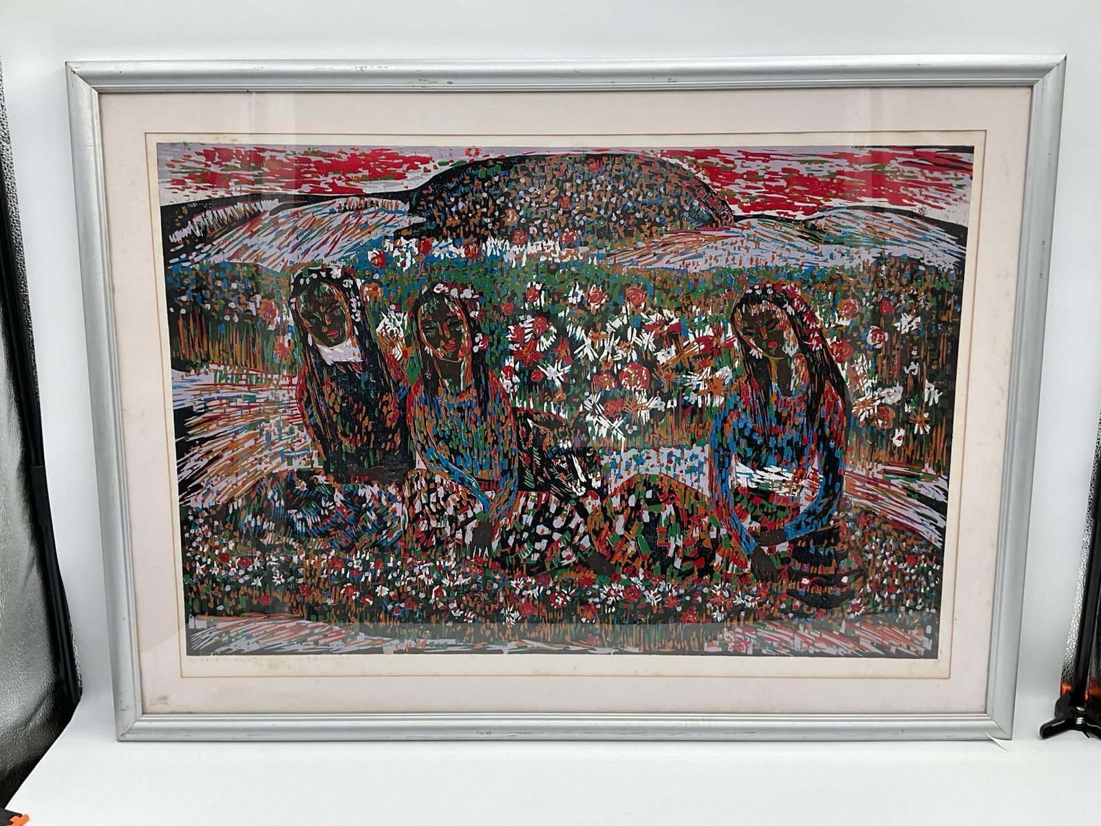 "7 Color Mountain" by He Kun (China, b.1962) Woodblock: He Kun, born in 1962 in Pu'er City, Yunnan Province, China, is a member of the China Artists Association, a committee member of the Printmaking Art Committee of the China Artists Association, a re