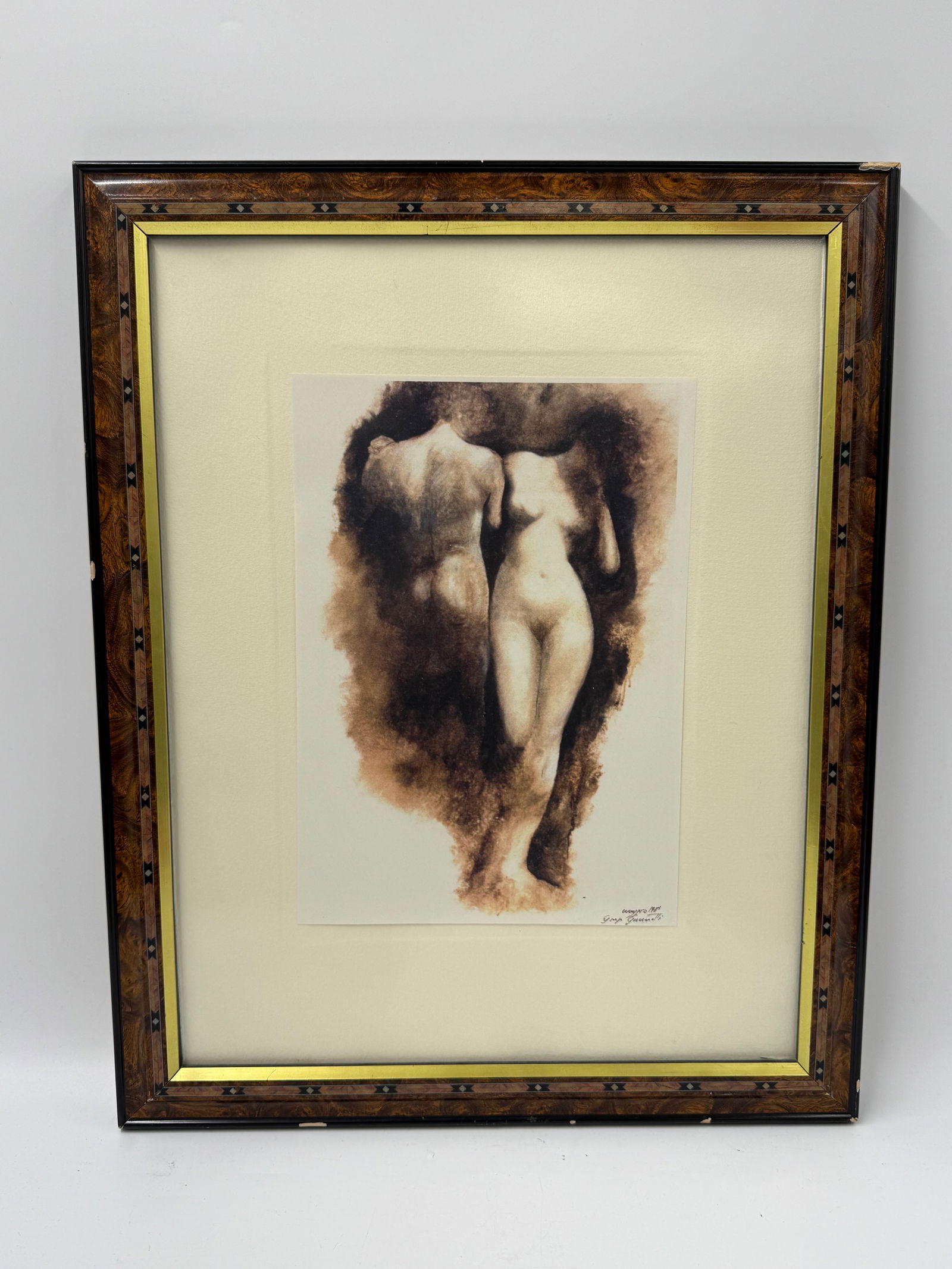 Nude Study by Giorgio Giannotti (Italian, b.1928) Mixed Media: Description: Giorgio Giannotti (Italian, 20th Century) nude study. Signed lower right. Medium: mixed media, ink and watercolor. Dimensions: H:20in W:16in