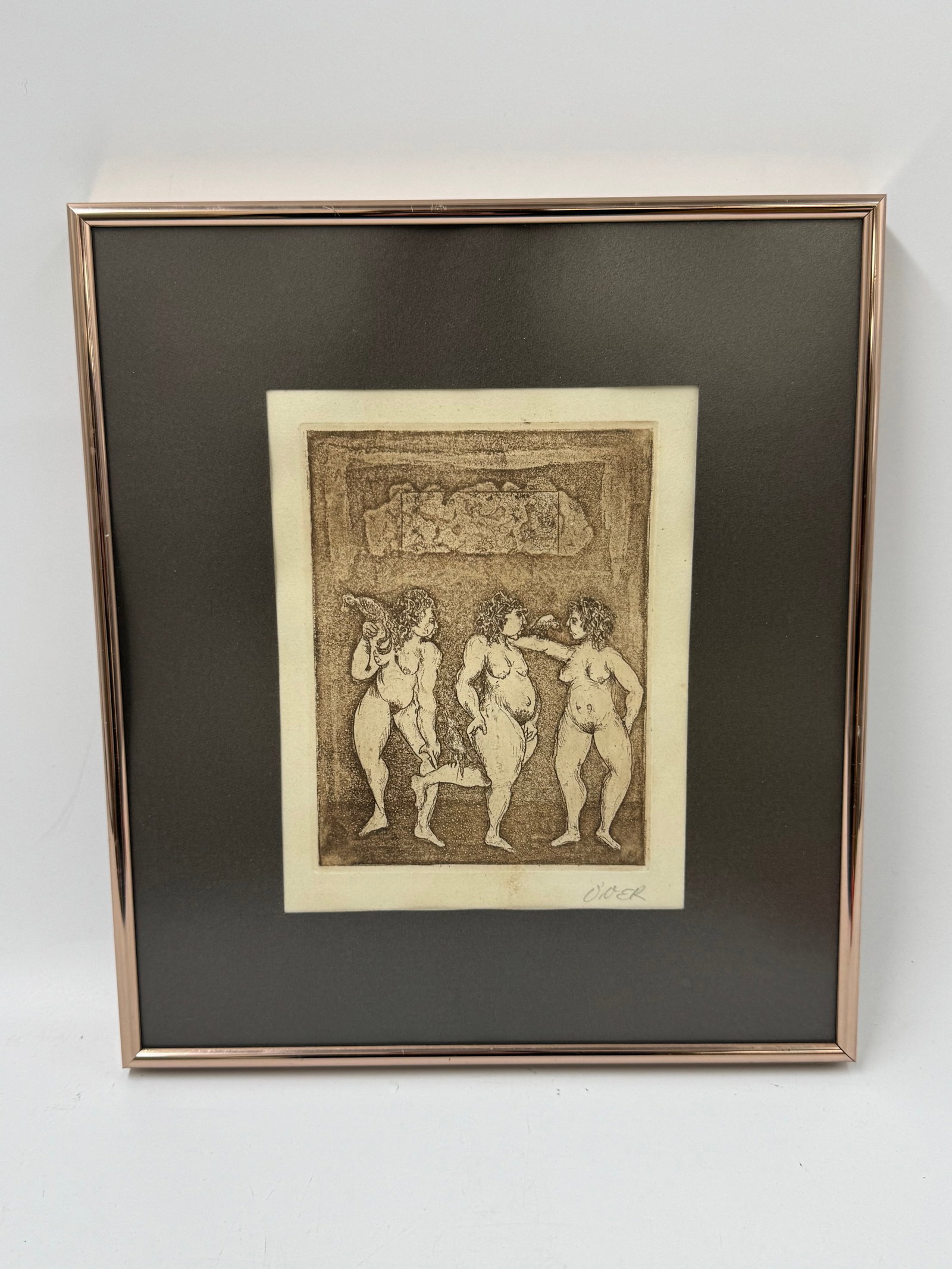 Carlos Viver (Ecuador,b.1948) Etching: Description: Artwork by Carlos Viver depicting reclining figures signed in pencil bottom right.Medium: LithographDimensions: H:15in W:13in