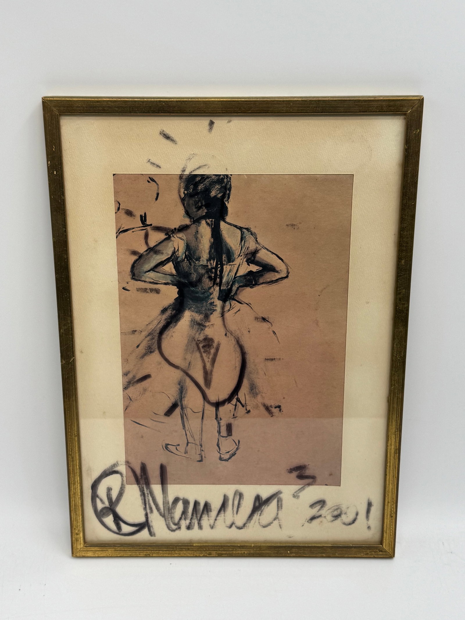 Framed Figure Drawing, Signed and Dated 2001 - 2